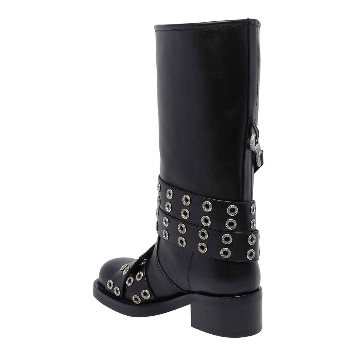 Mach &amp; Mach Leather Combat Boots With Straps And Eyelets In Black