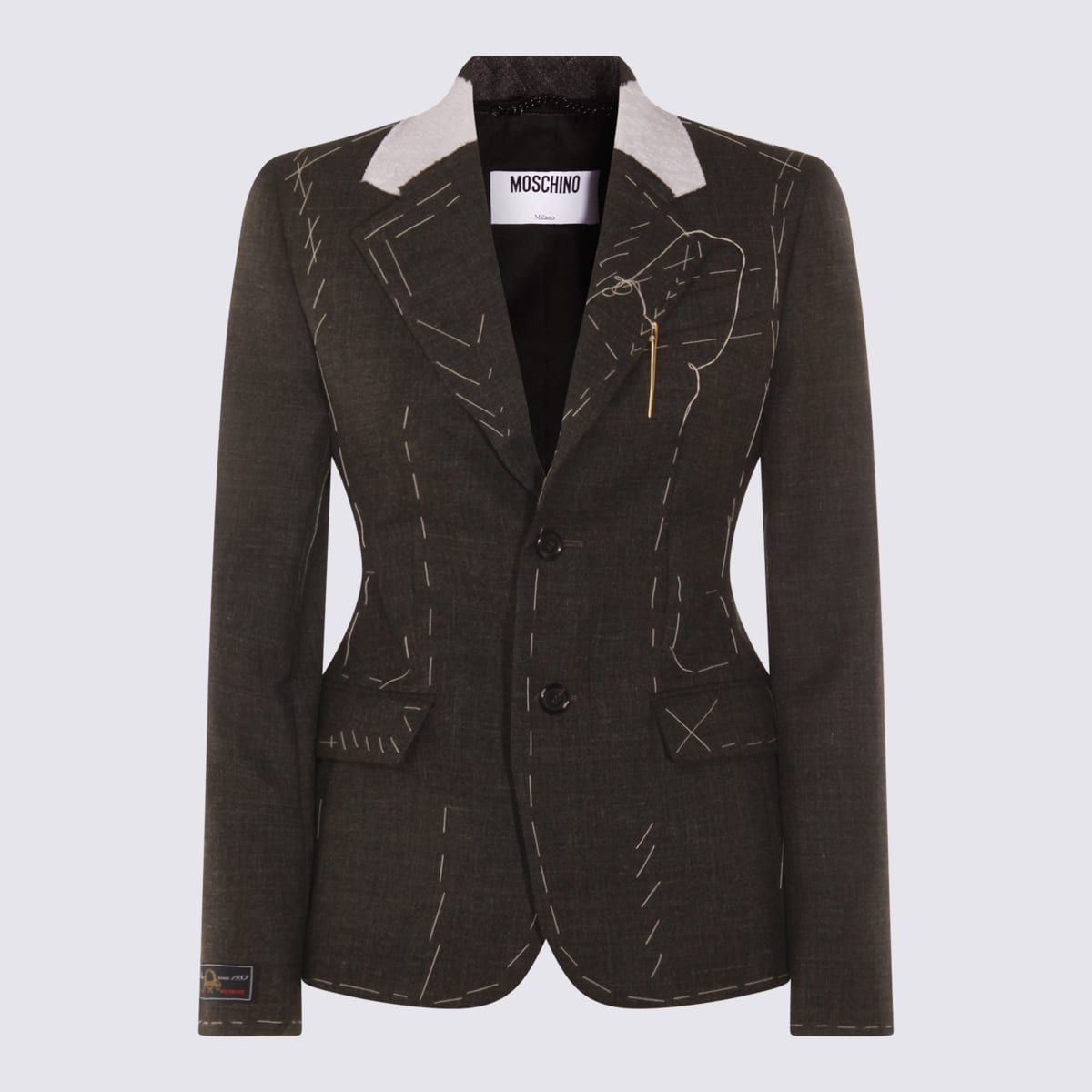 Moschino Tailored Jacket Notched Lapels In Brown