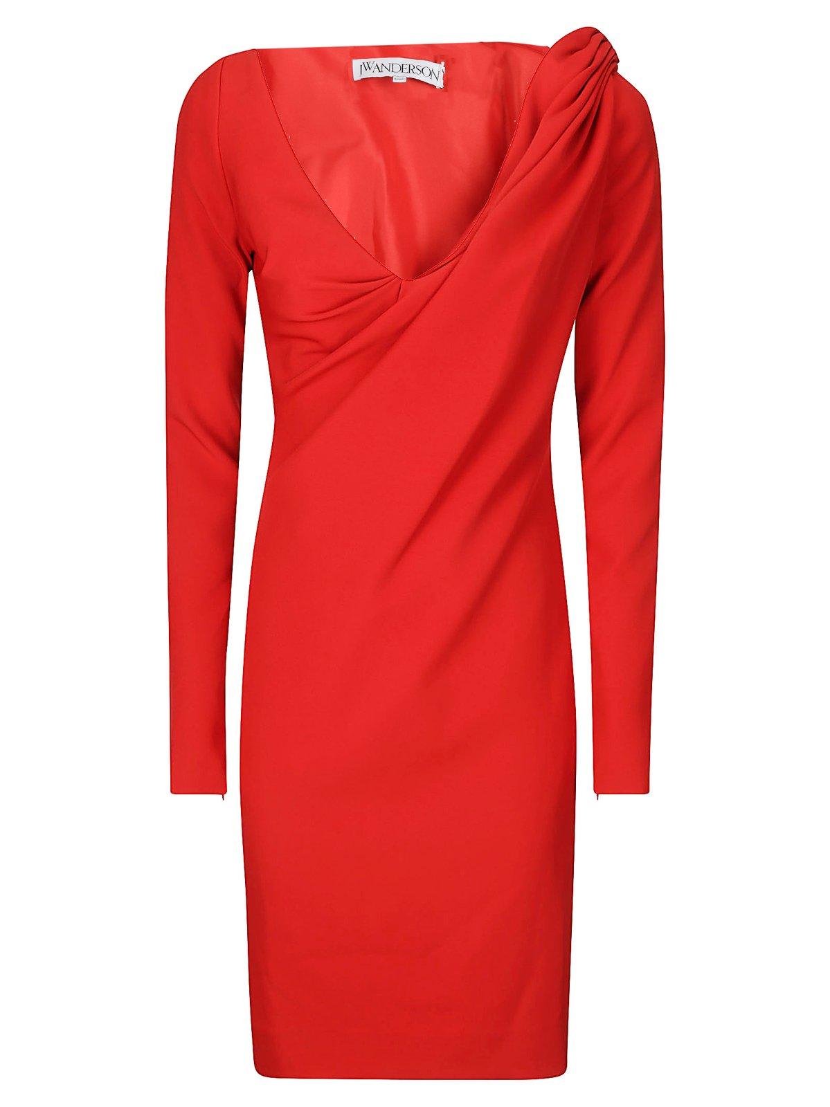 J.W. Anderson J. W. Anderson V-neck Ruched Midi Dress