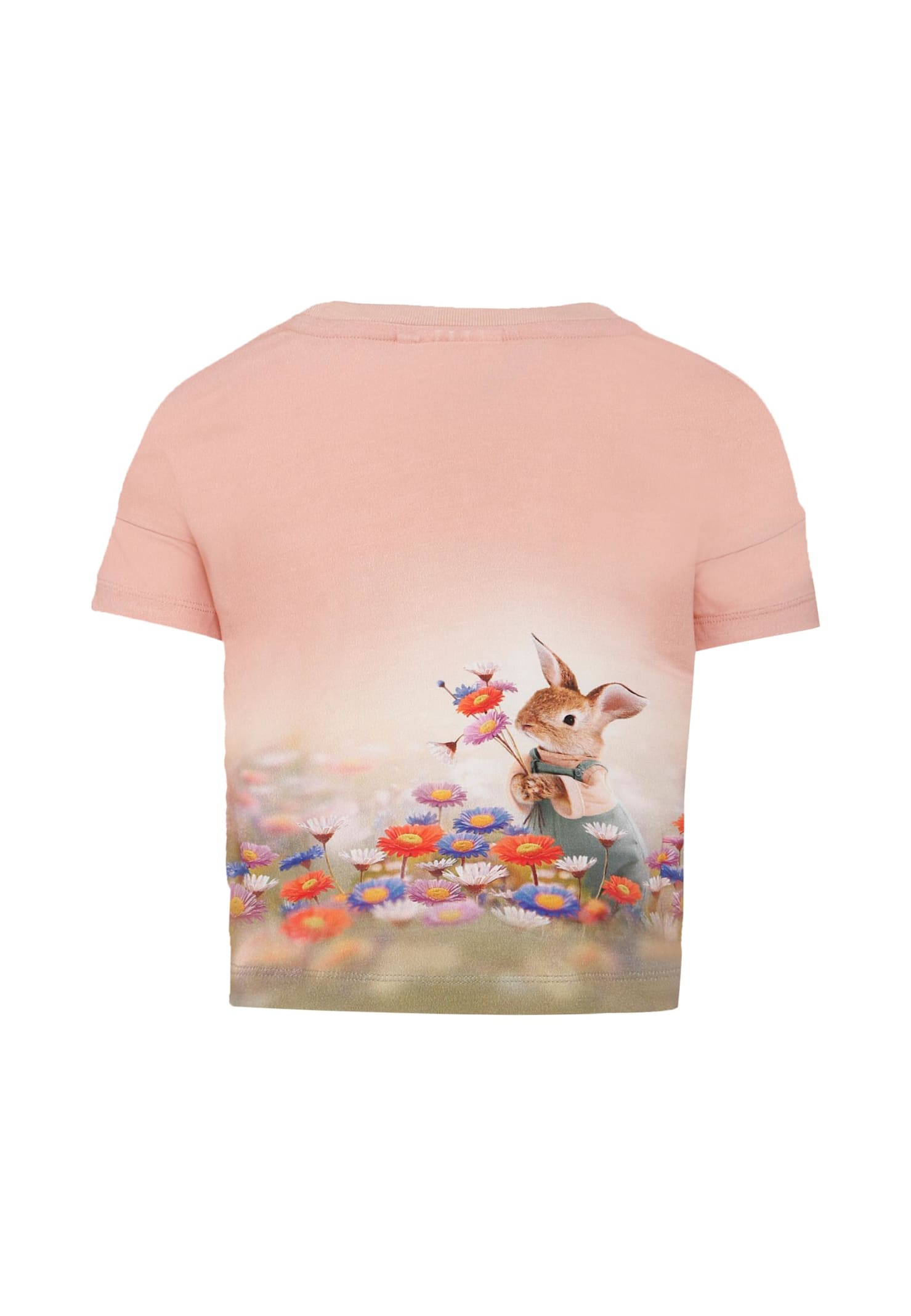 Molo Pink T-shirt For Girl With Cat In Pink