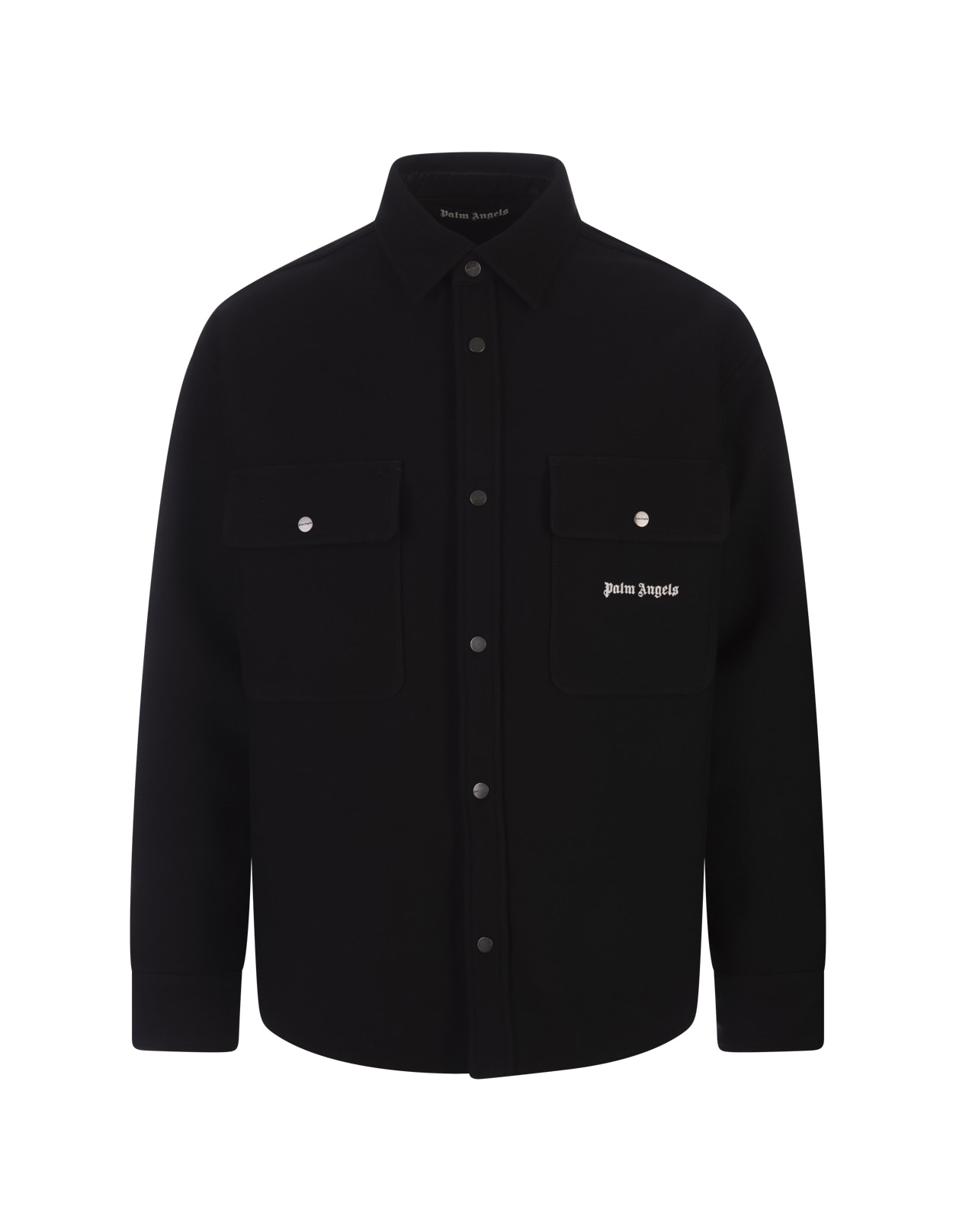 Palm Angels Black Overshirt With Contrast Logo