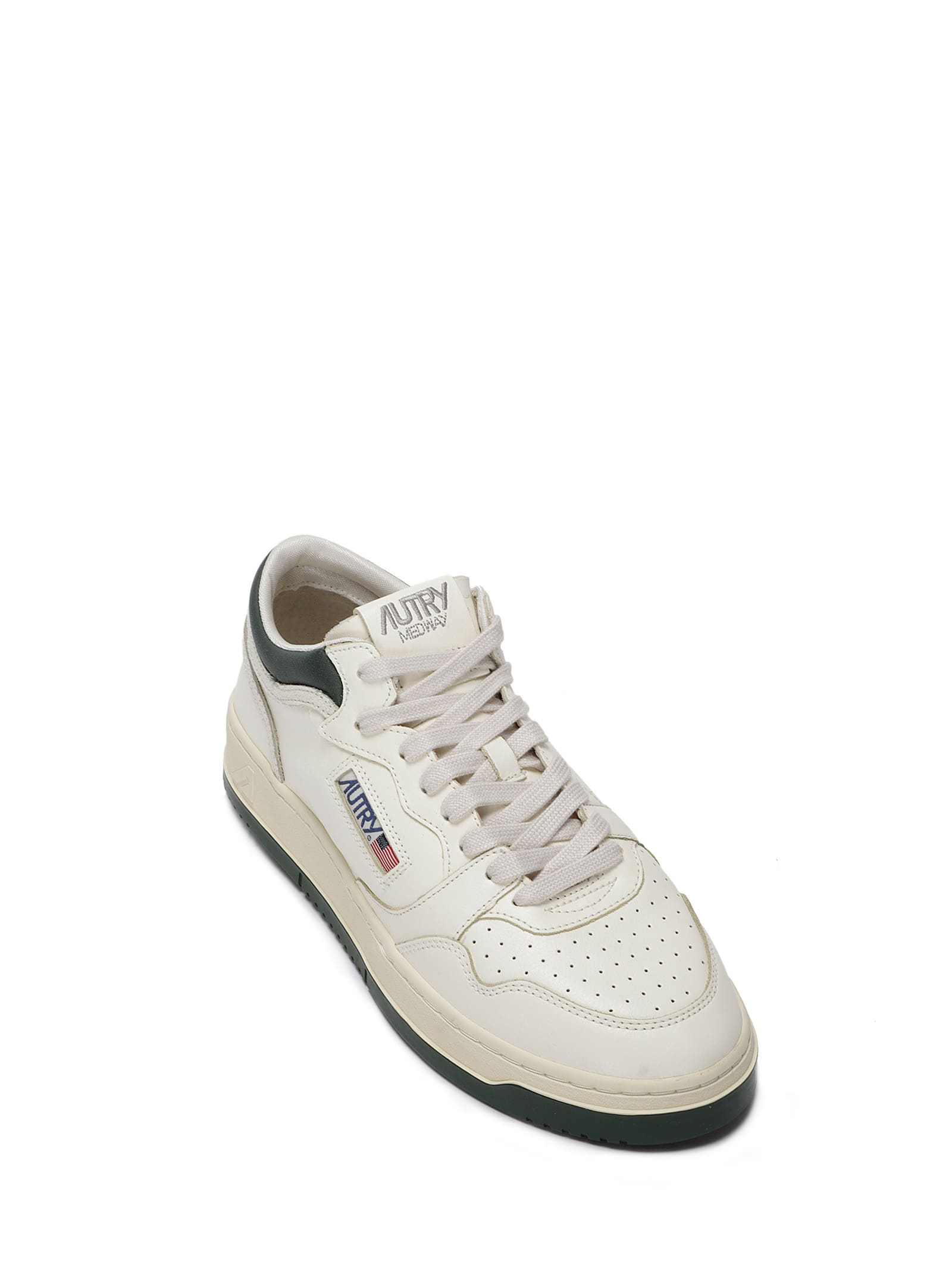Autry Sneakers Med-way Mid In White And Blue Leather In Multi