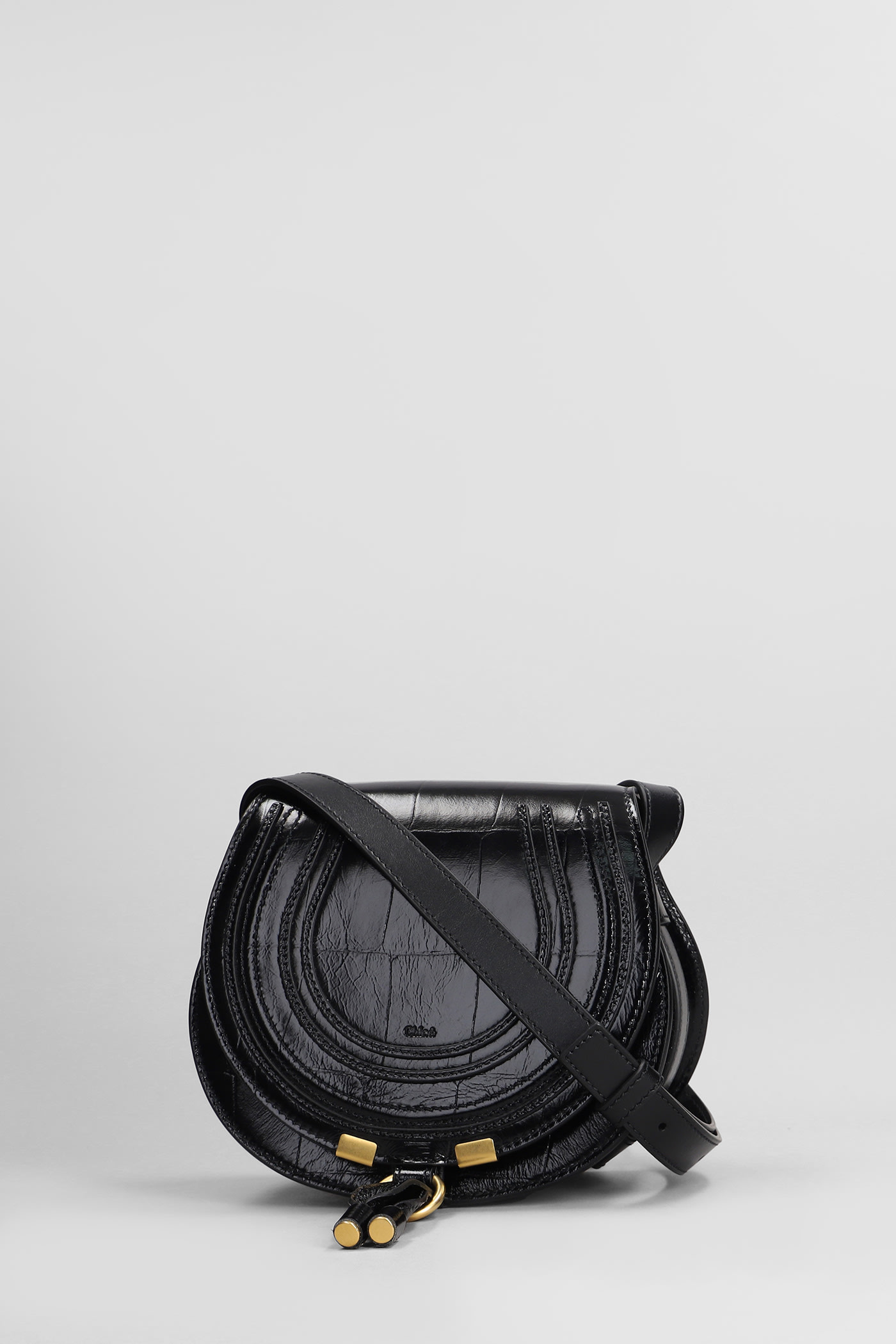 Chloé Marcie Shoulder Bag In Black Leather In Black
