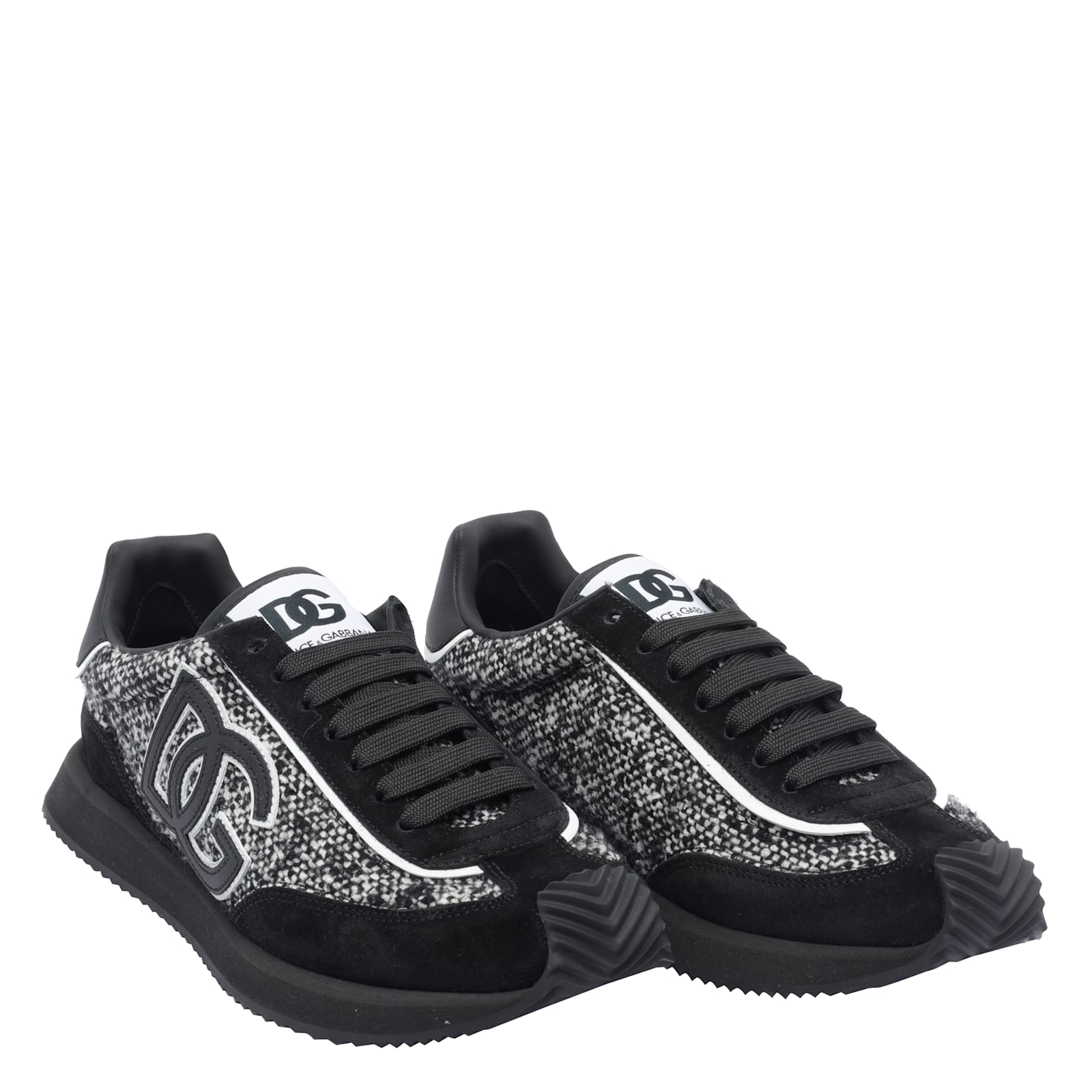 Dolce & Gabbana Men Dg Cushion Low-top Wool Sneakers With Suede Inserts In Black