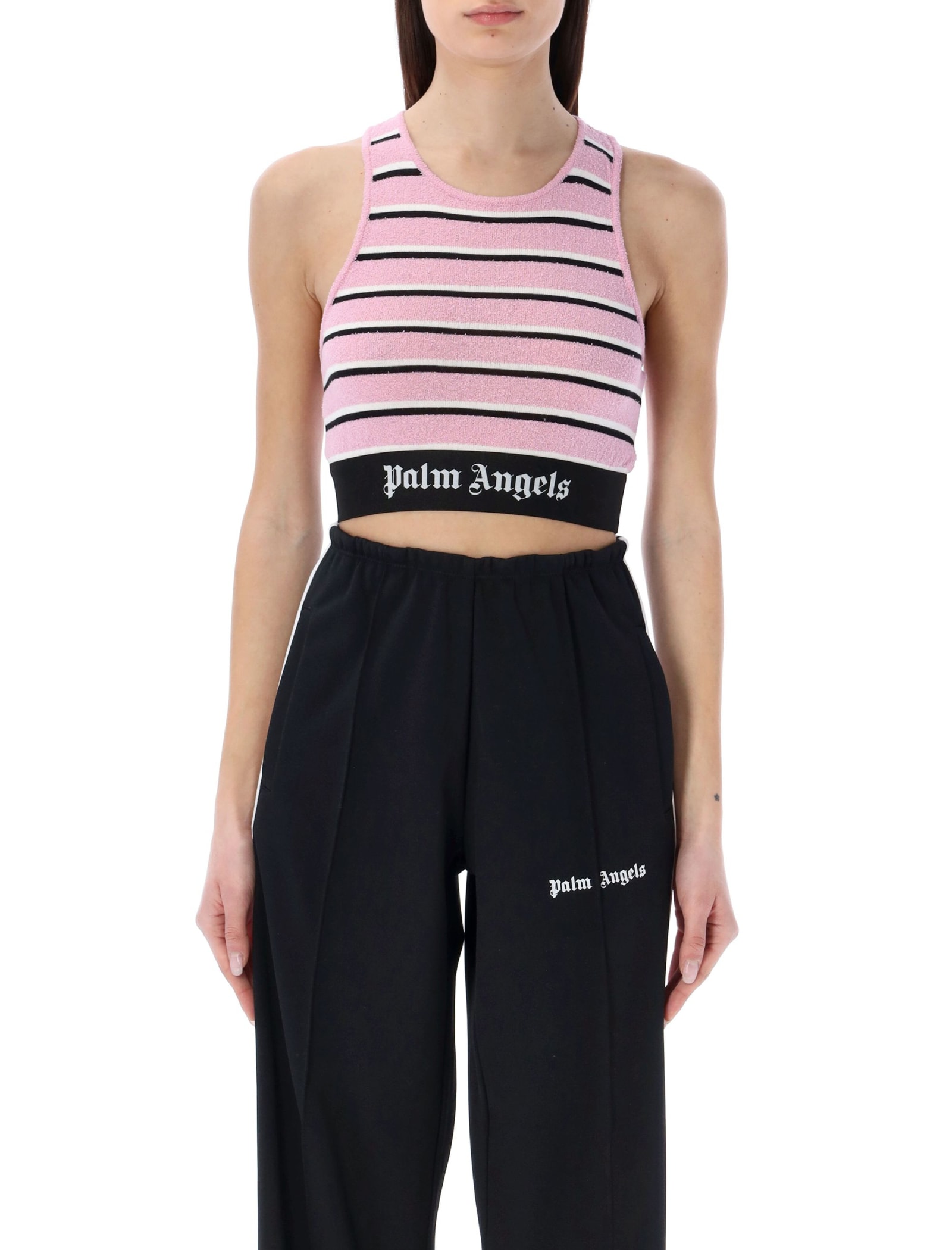 Palm Angels Stripes Knit Logo Top