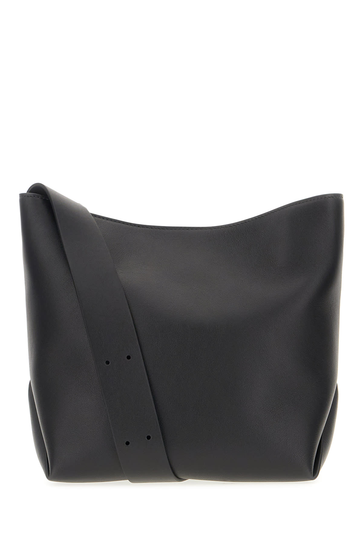 Shop Jil Sander Black Leather Small Folded Shoulder Bag