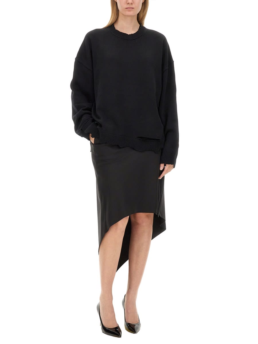 Shop Helmut Lang Distressed Sweater In Black