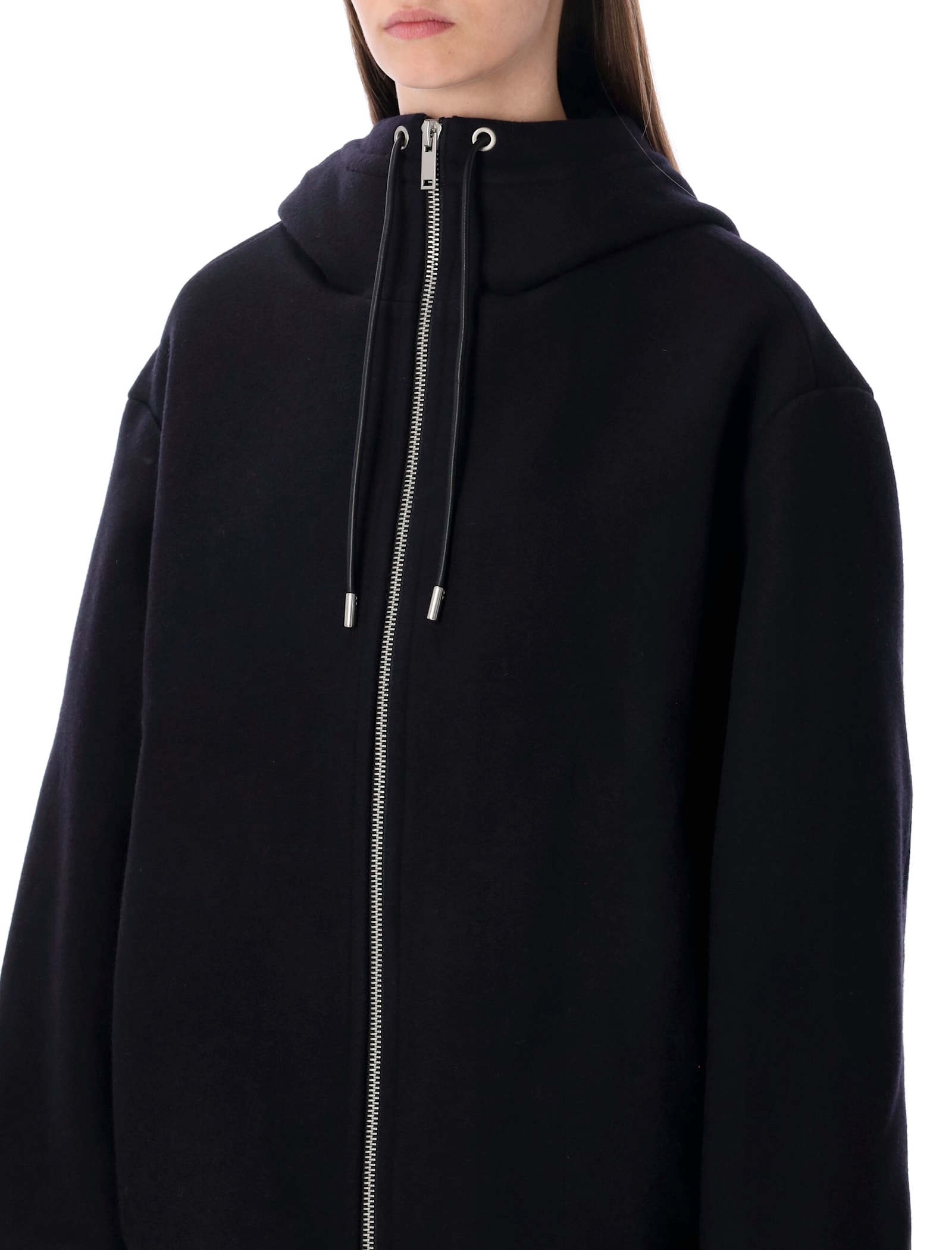 Studio Nicholson Parka With Hood And Drawstring Detail In Black