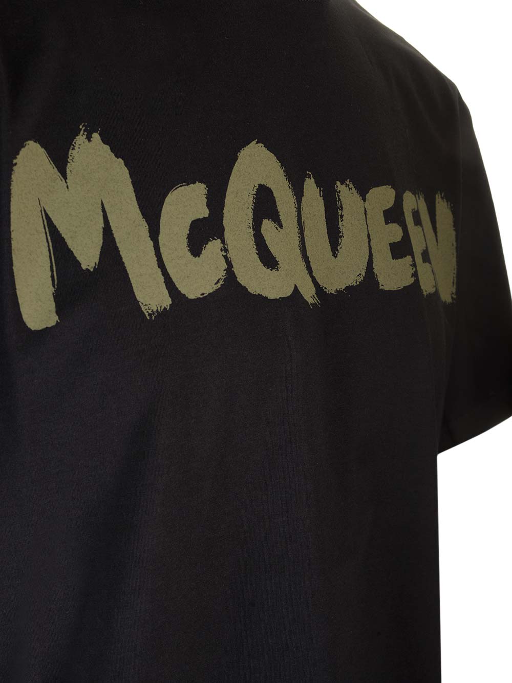 Shop Alexander Mcqueen Black T-shirt In Black/khaki