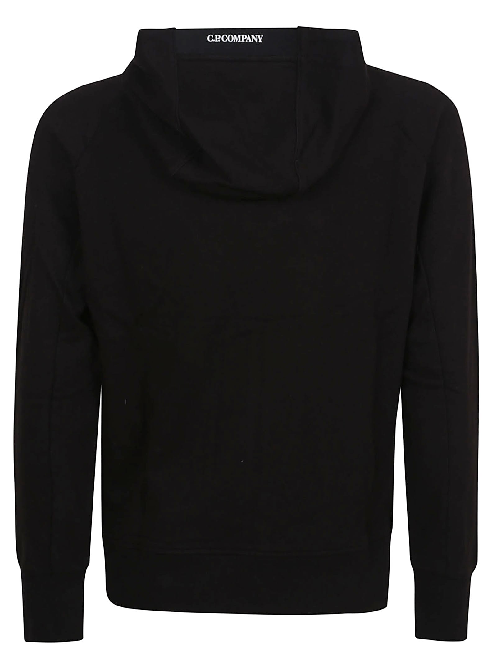 C.p. Company Sweatshirts Hooded Open In Diagonal Raised Fleece In Black