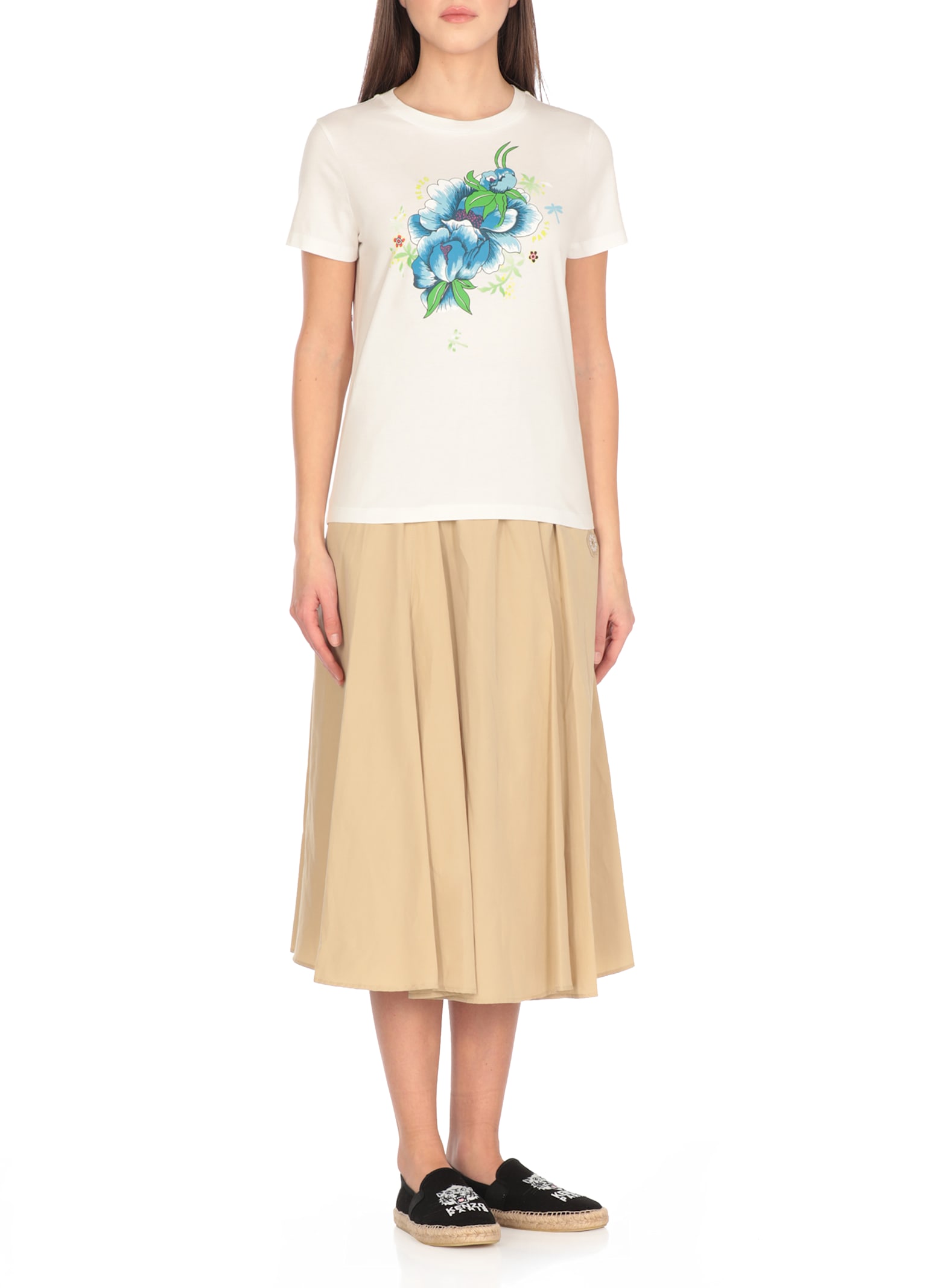 Kenzo 'peonies' Floral Print T-shirt In White