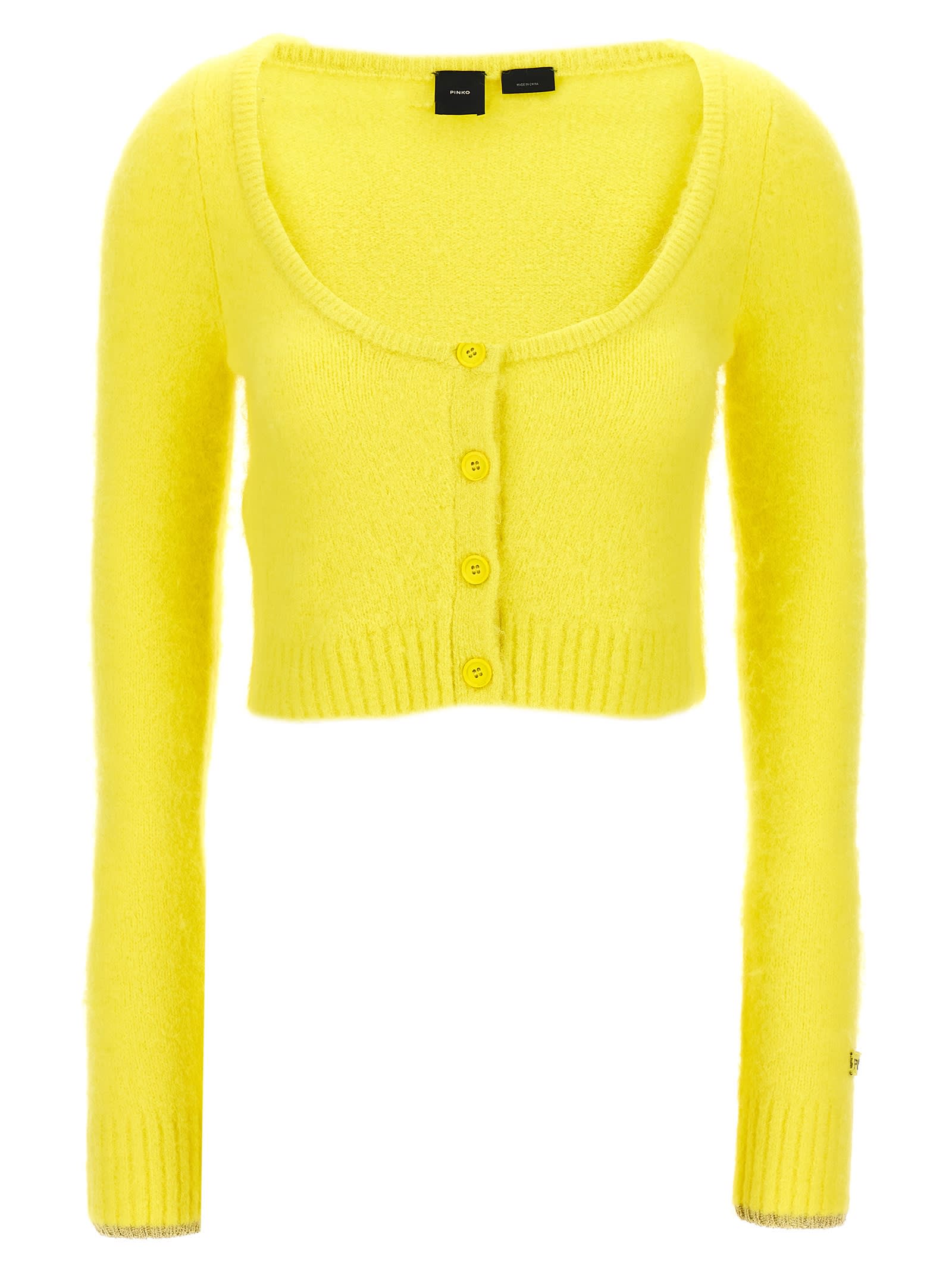 Shop Pinko Colorpoint Cardigan In Yellow