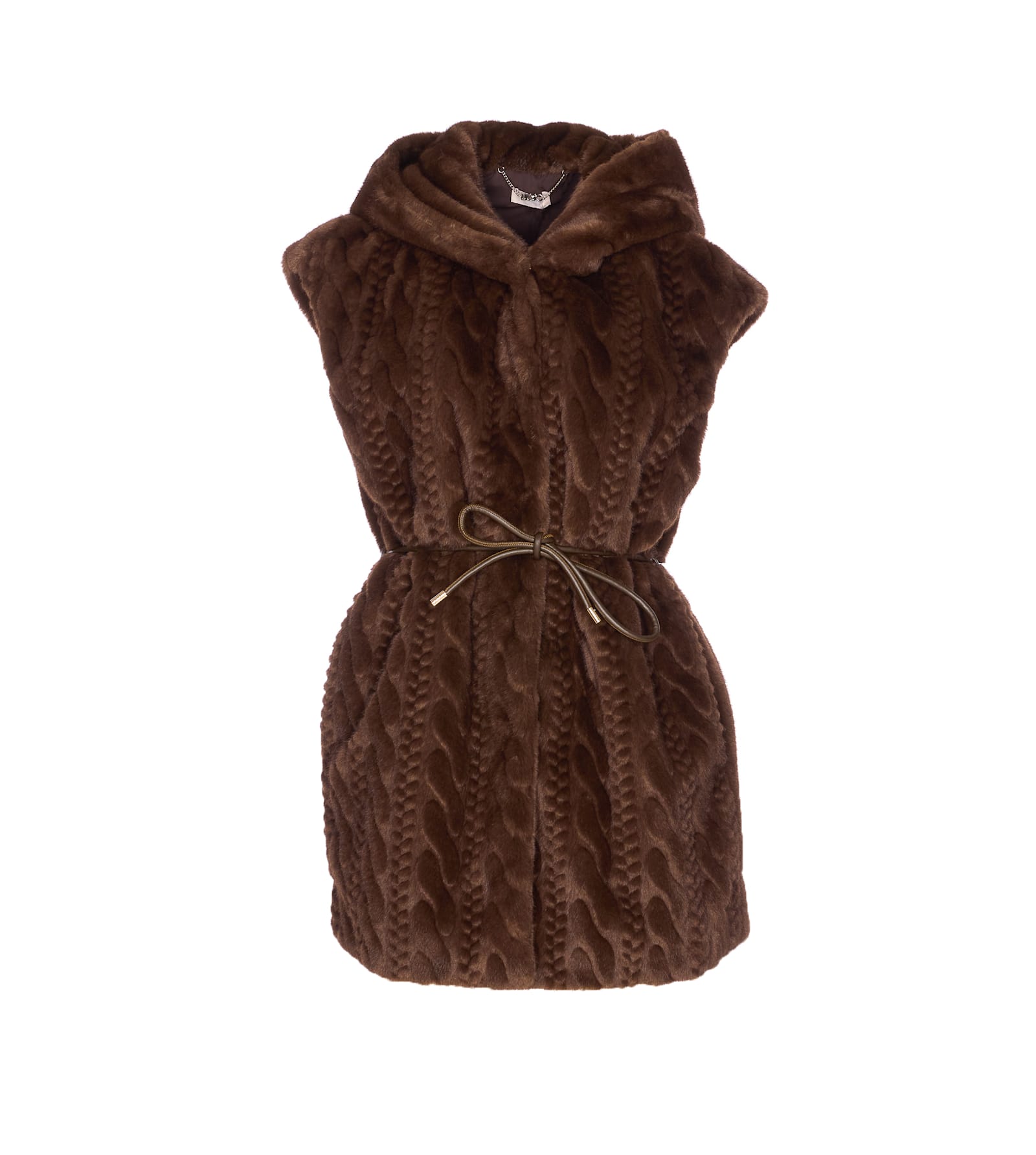 Liu •jo Faux Fur Vest In Neutral