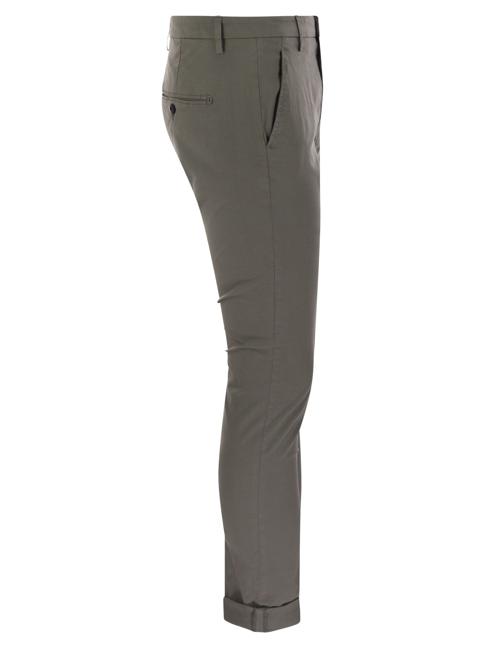 Dondup Gaubert Slim Fit Gabardine Trousers In Grey