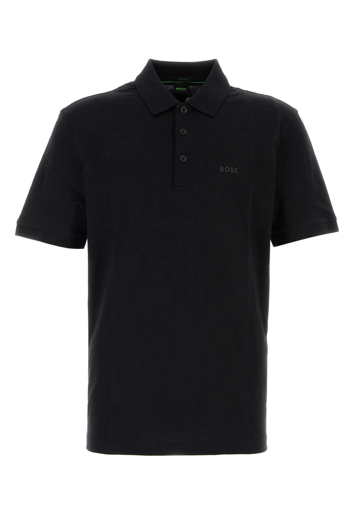 Hugo Boss Paddy Polo Shirt With Drop-needle Stitching In Black