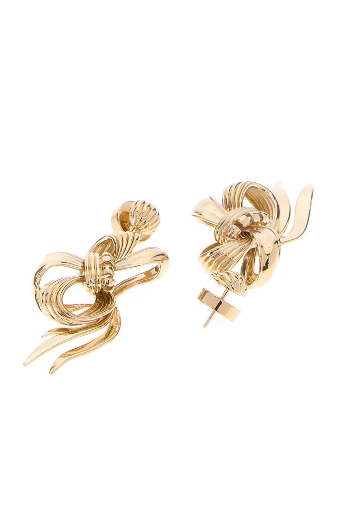 Miu Miu Textured Bow Design Metal Earrings In Gold