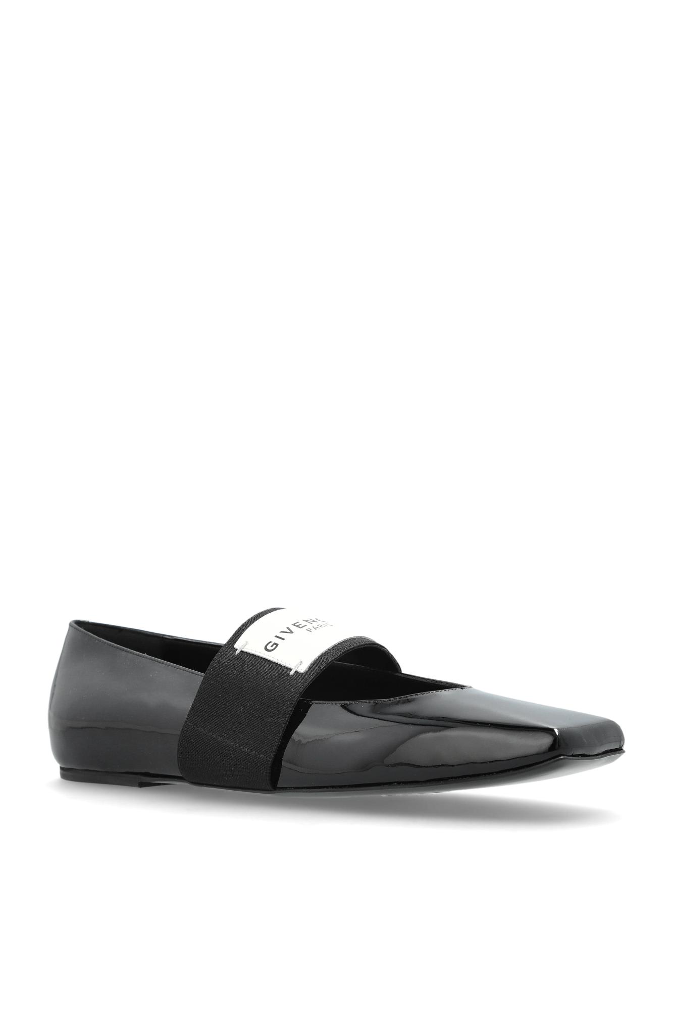 Givenchy Women Patent Leather Ballerinas With Maxi Logo Label In Black