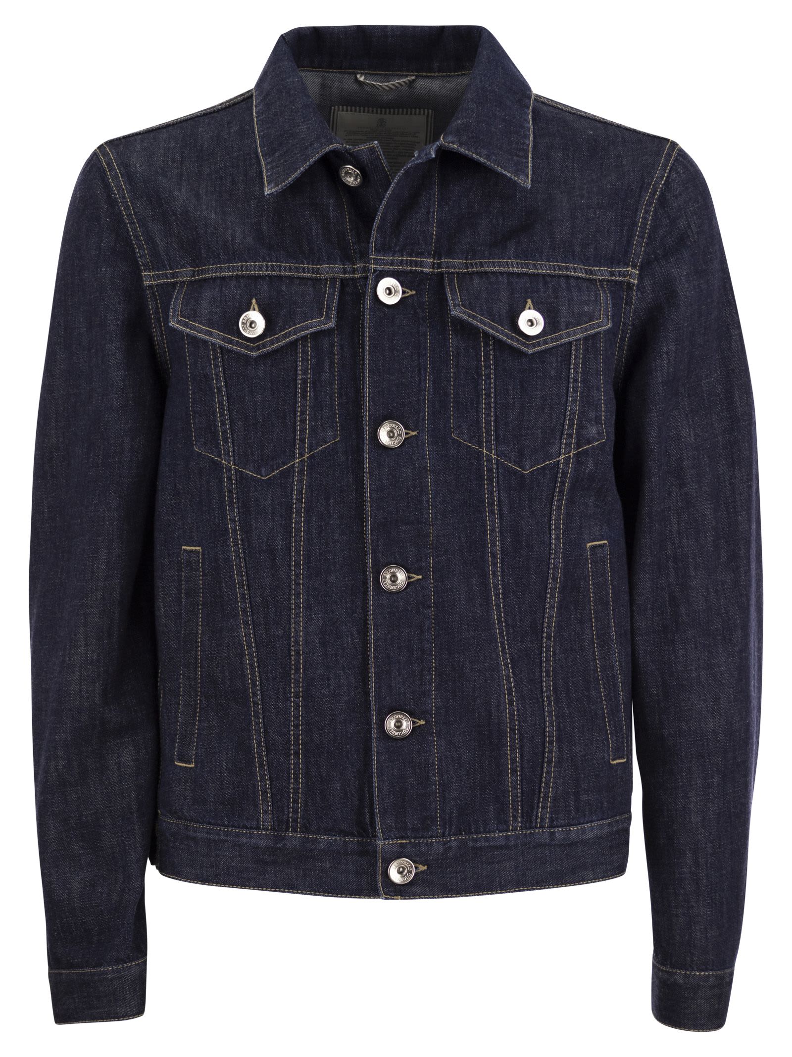 Shop Brunello Cucinelli Four-pocket Jacket In Lightweight Denim In Dark Denim