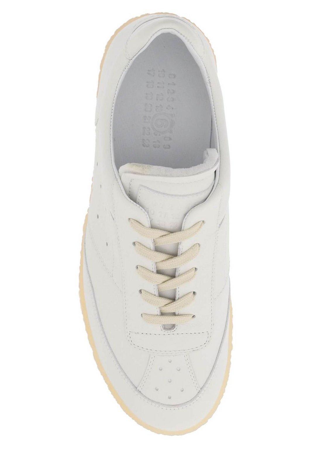 Shop Mm6 Maison Margiela Court Lace-up Sneakers In Bright White (white)