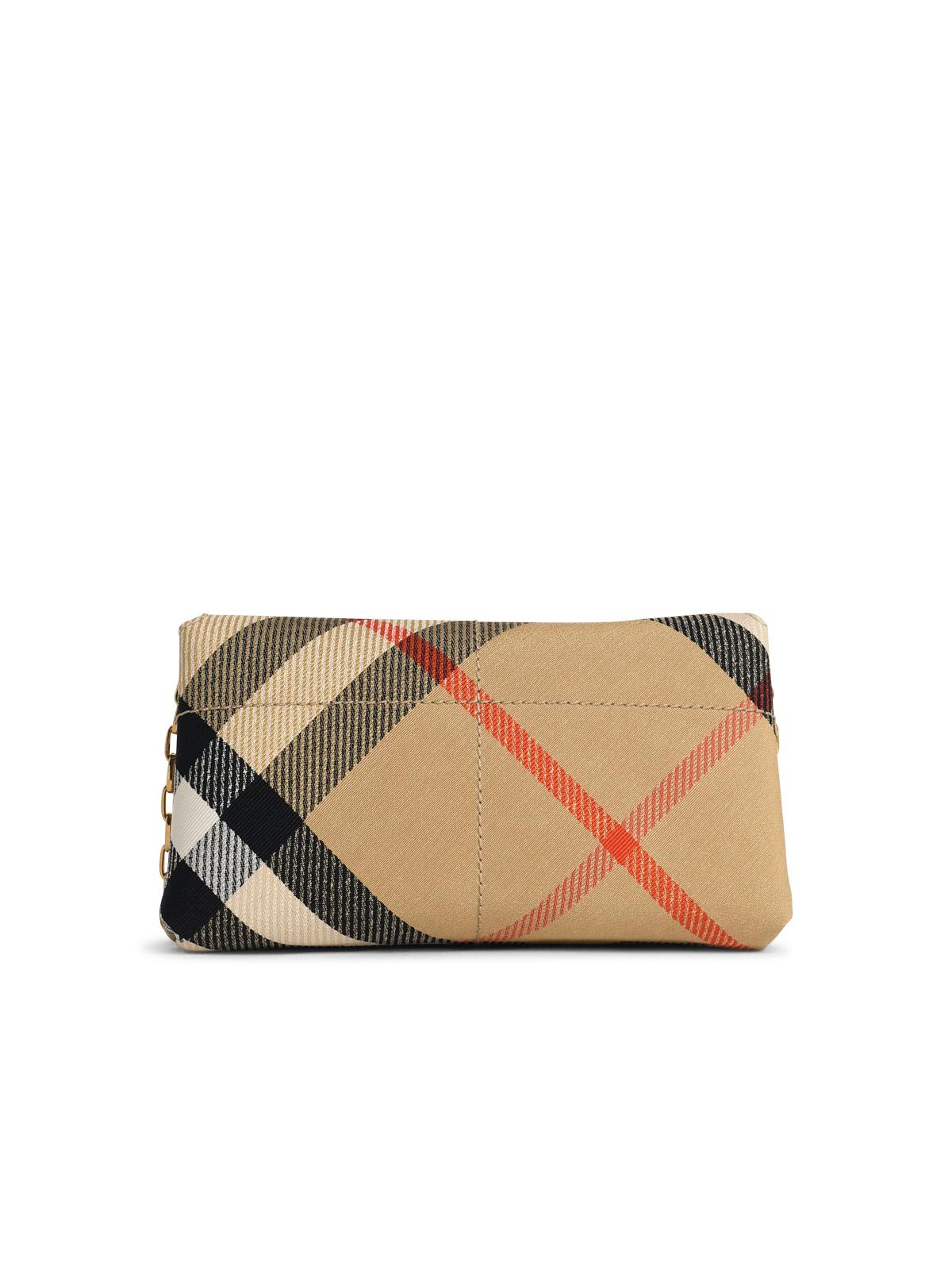 BURBERRY CHECK CROSSBODY BAG IN BEIGE POLYESTER BLEND 