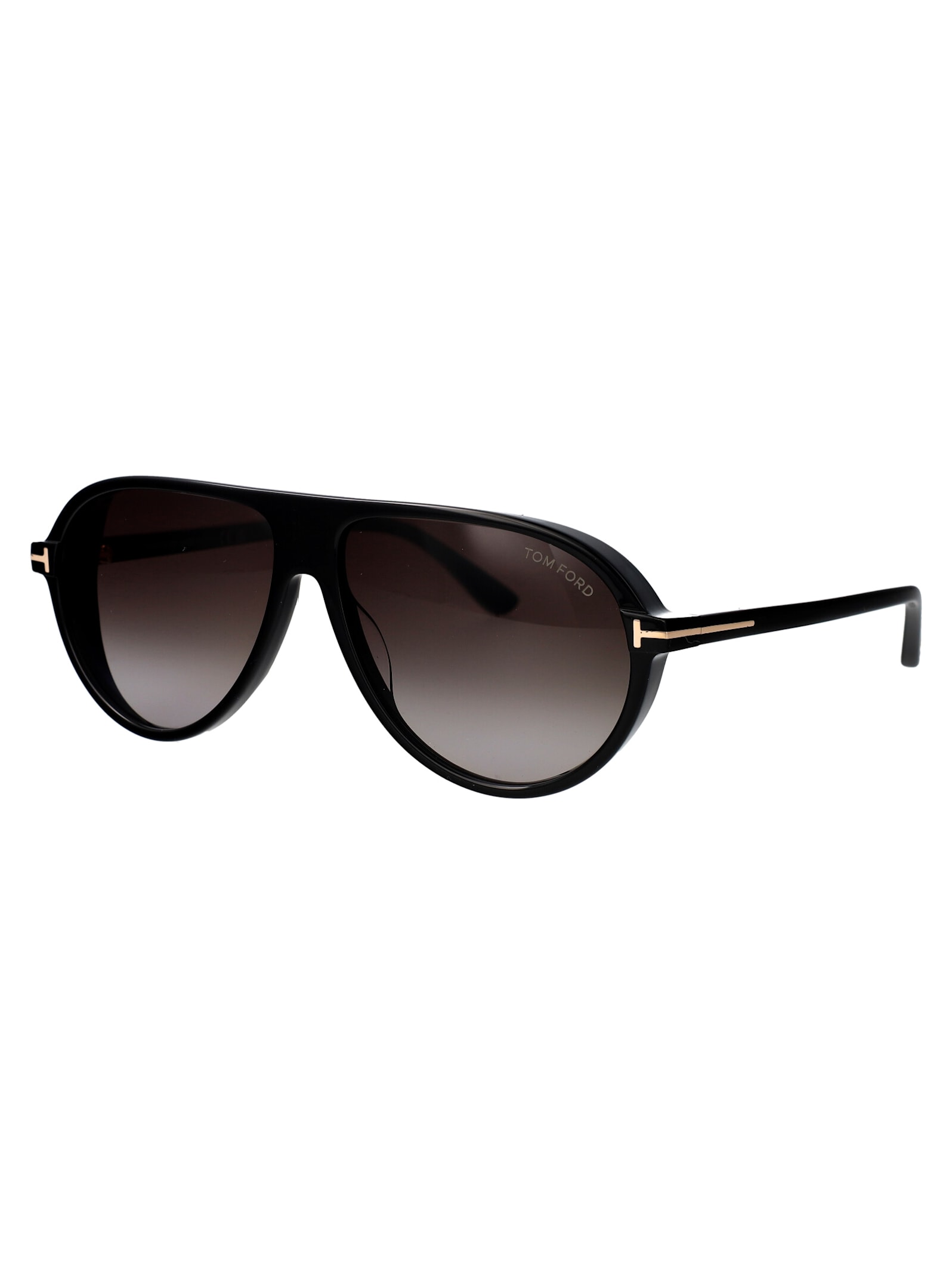 Shop Tom Ford Marcus Sunglasses In 01b Nero Lucido / Fumo Grad