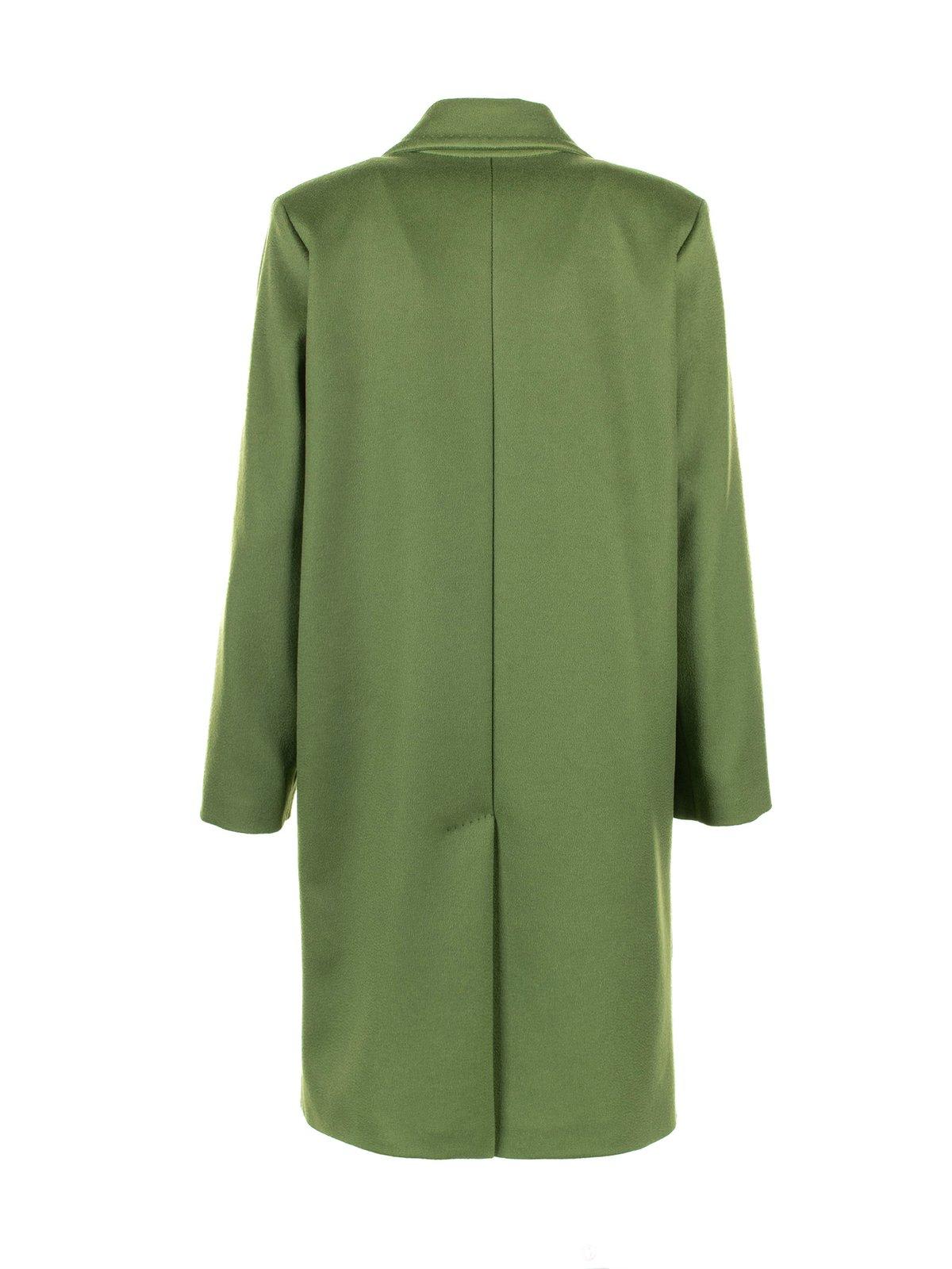 Shop Weekend Max Mara Zum Double-breasted Long-sleeved Coat In Green