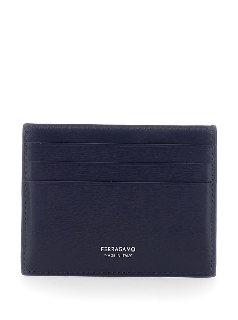 florence Blue Card Holder With Logo Lettering On The Front In Leather Man