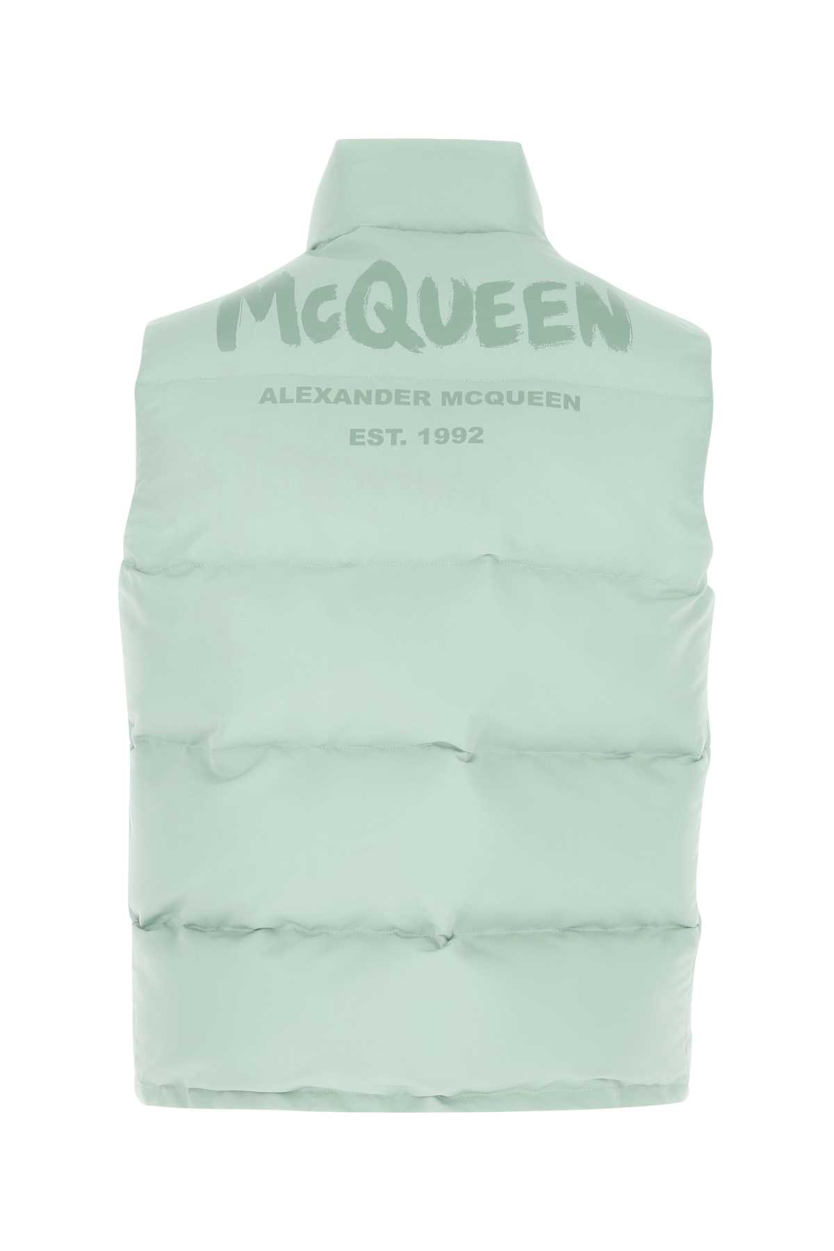 Alexander Mcqueen Sea Green Polyester Sleeveless Padded Jacket In 0913