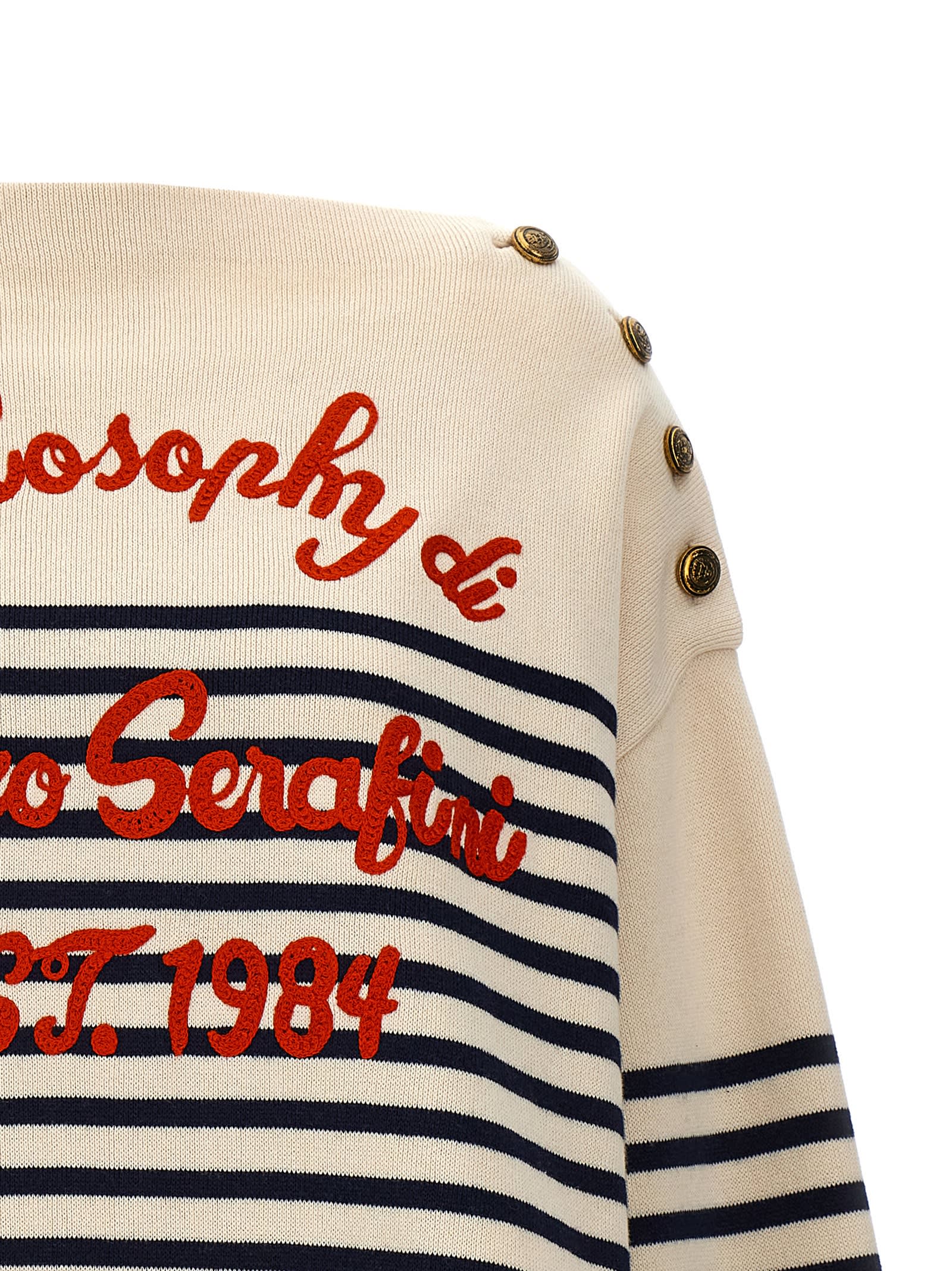 Shop Philosophy Di Lorenzo Serafini Logo Embroidery Striped Sweater In Multicolor