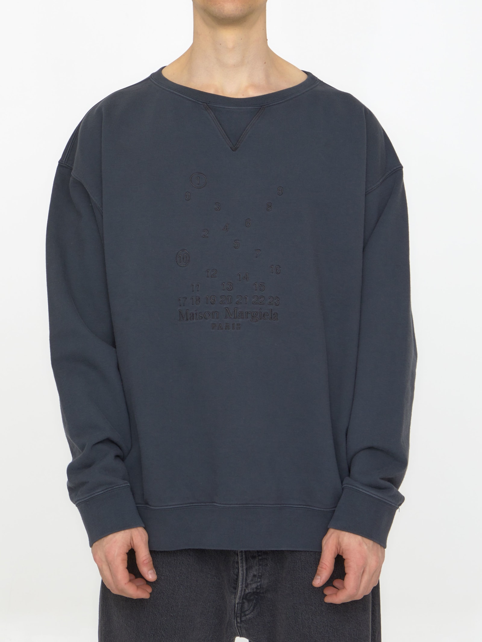 Shop Maison Margiela Numerical Logo Sweatshirt In Grey