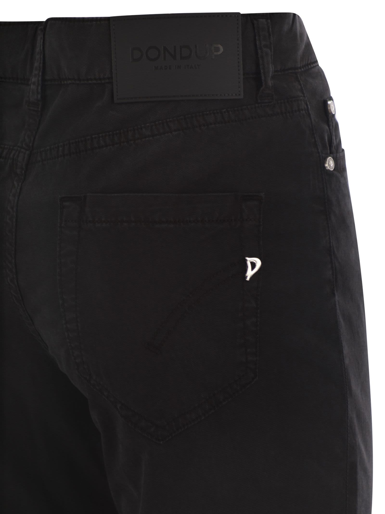 Dondup Fitted High-waist Cropped Trousers With Decorative Buttons In Black