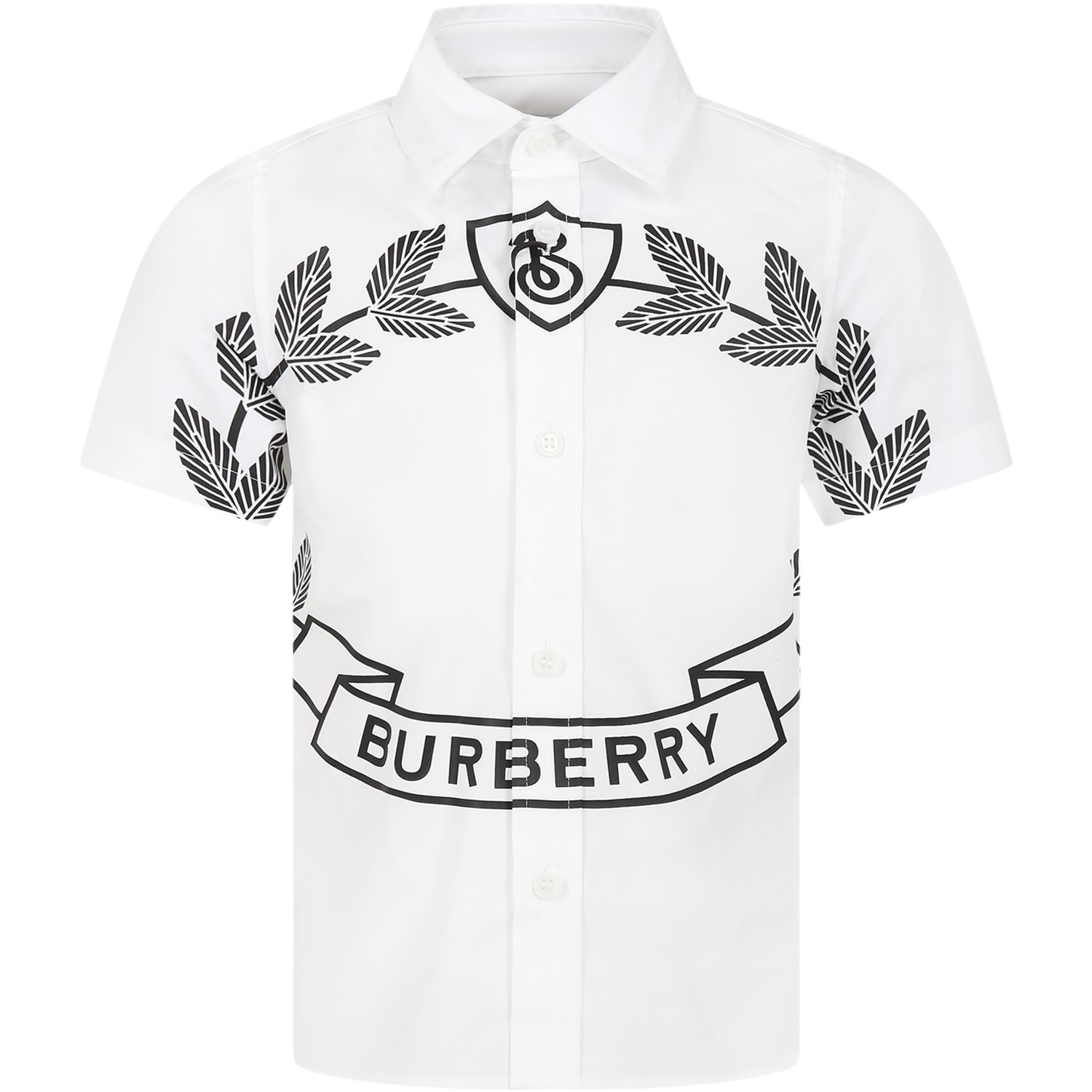 BURBERRY WHITE SHIRT FOR BOY WITH LOGO