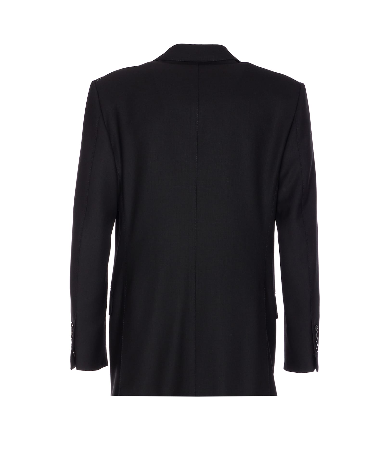 Tom Ford Slim-fit Double-breasted Wool-crepe Suit Jacket In Black