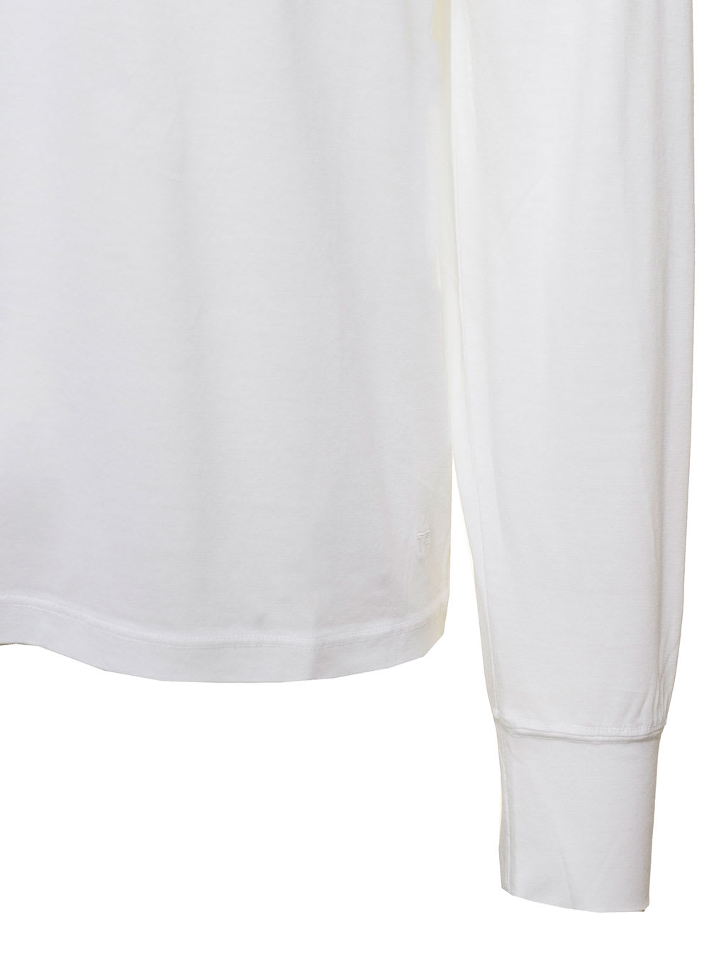 Shop Tom Ford White Long-sleeved Basic T-shirt With Cuffs In Lyocell Blend Man