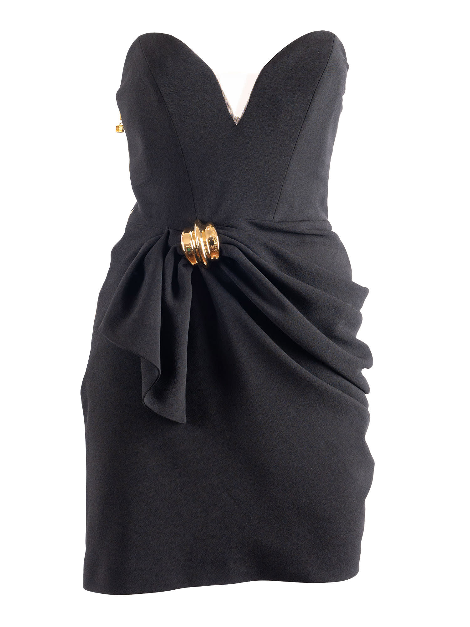 Elisabetta Franchi Structured Black Evening Dress In Black