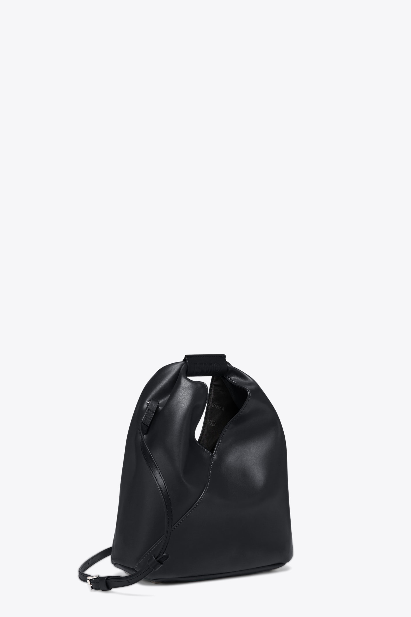 Shop Mm6 Maison Margiela Borsa Mano Black Syntethic Leather Japanese Bag With Shoulder Strap In Nero
