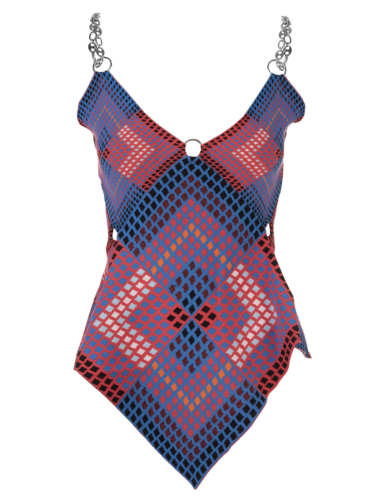 Paco Rabanne Asymmetrical Multicolored Checked Top