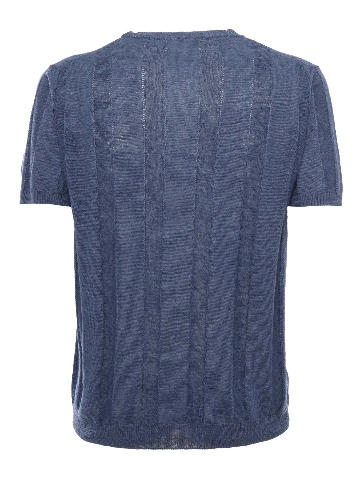 Shop Kangra Blue Ribbed T-shirt