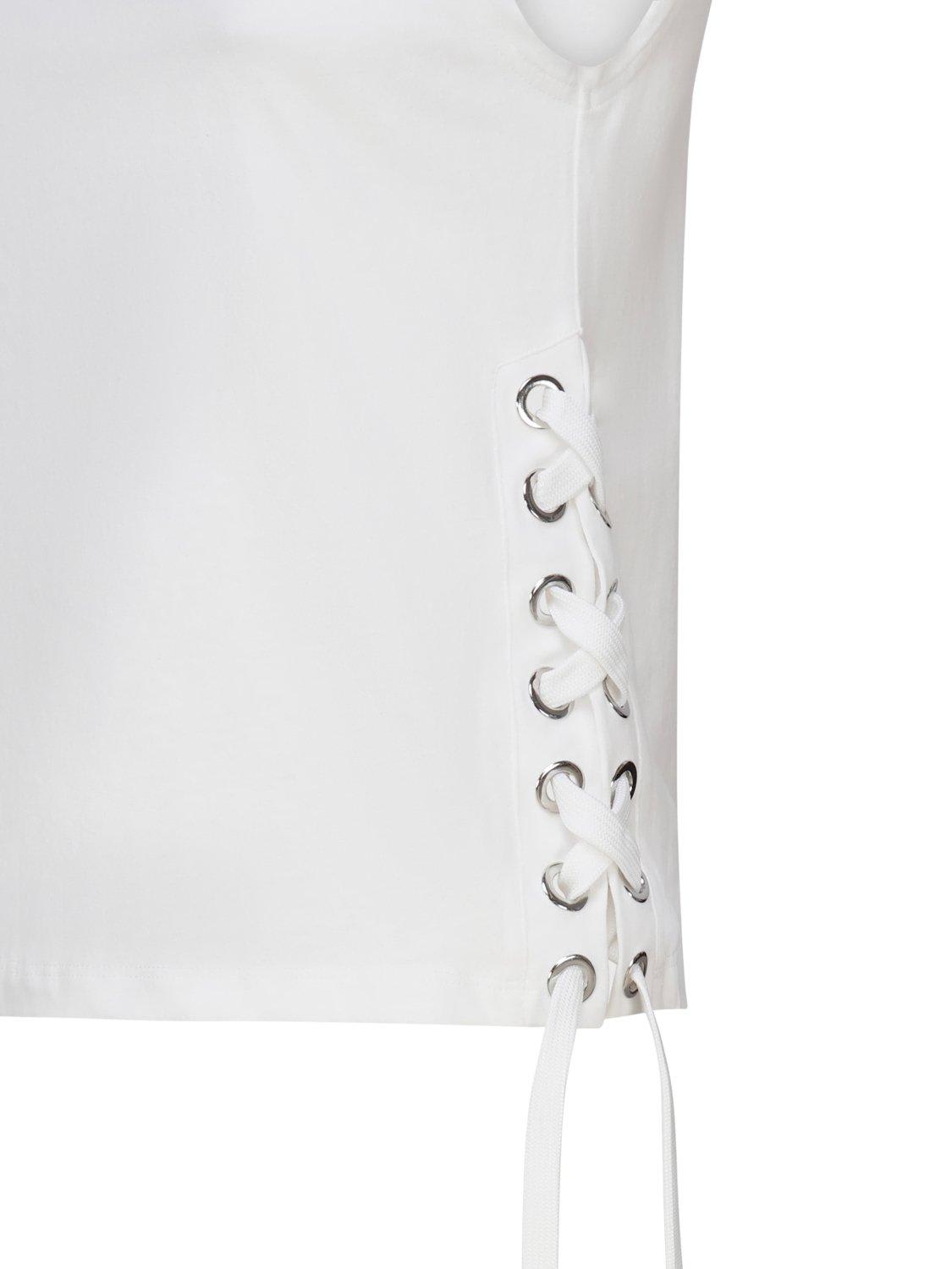 Shop Pinko Lace-up Sleeveless Tank Top In Bianco Brill.