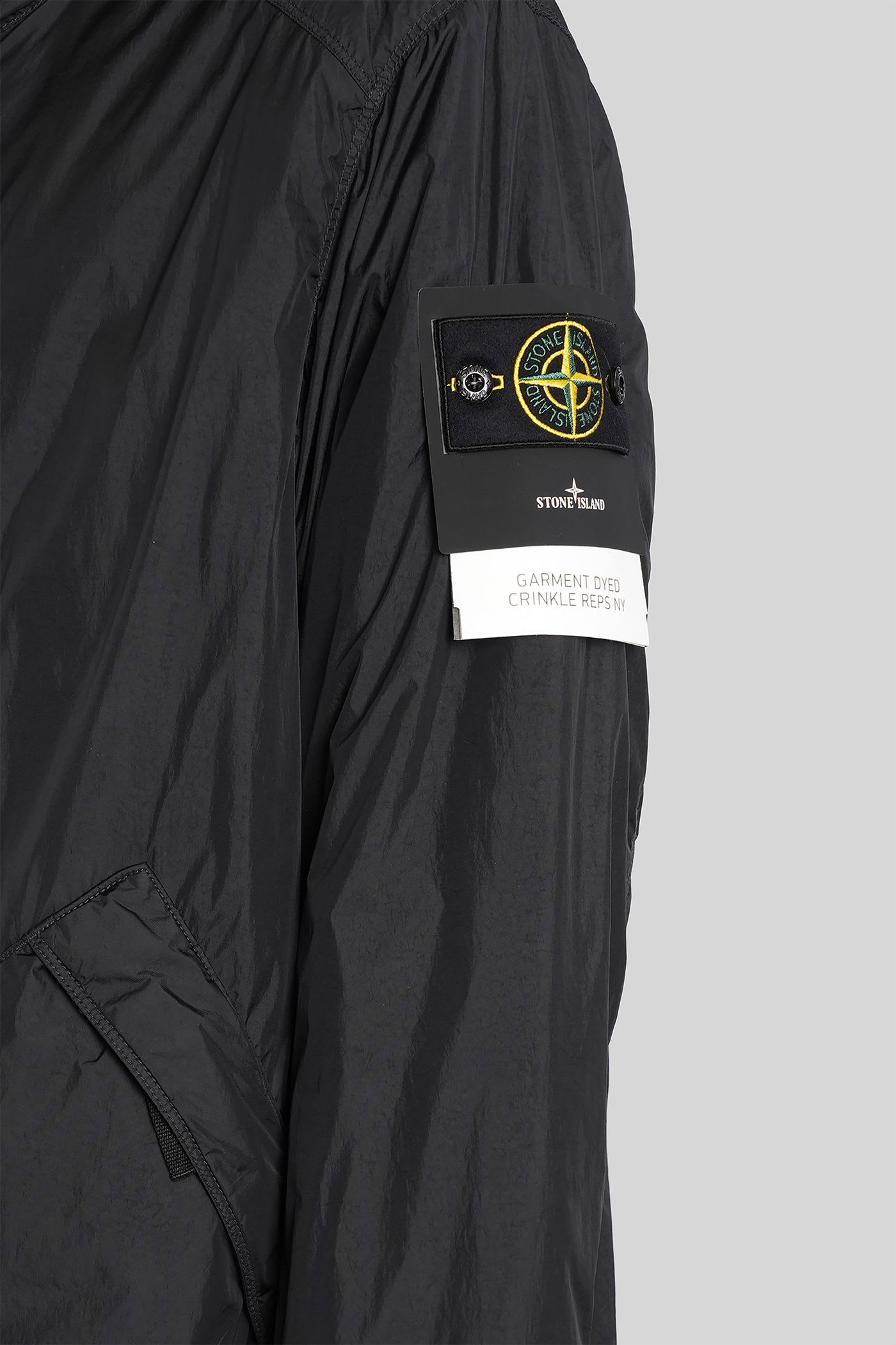 Stone Island Long Down Jacket In Black