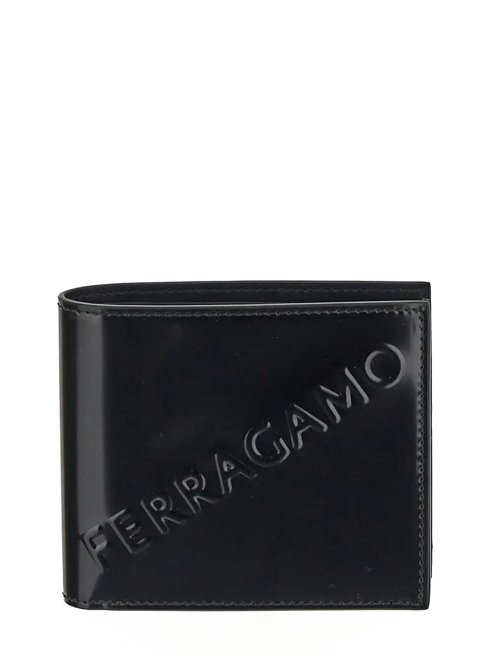 Ferragamo Embossed Logo Wallet In Black