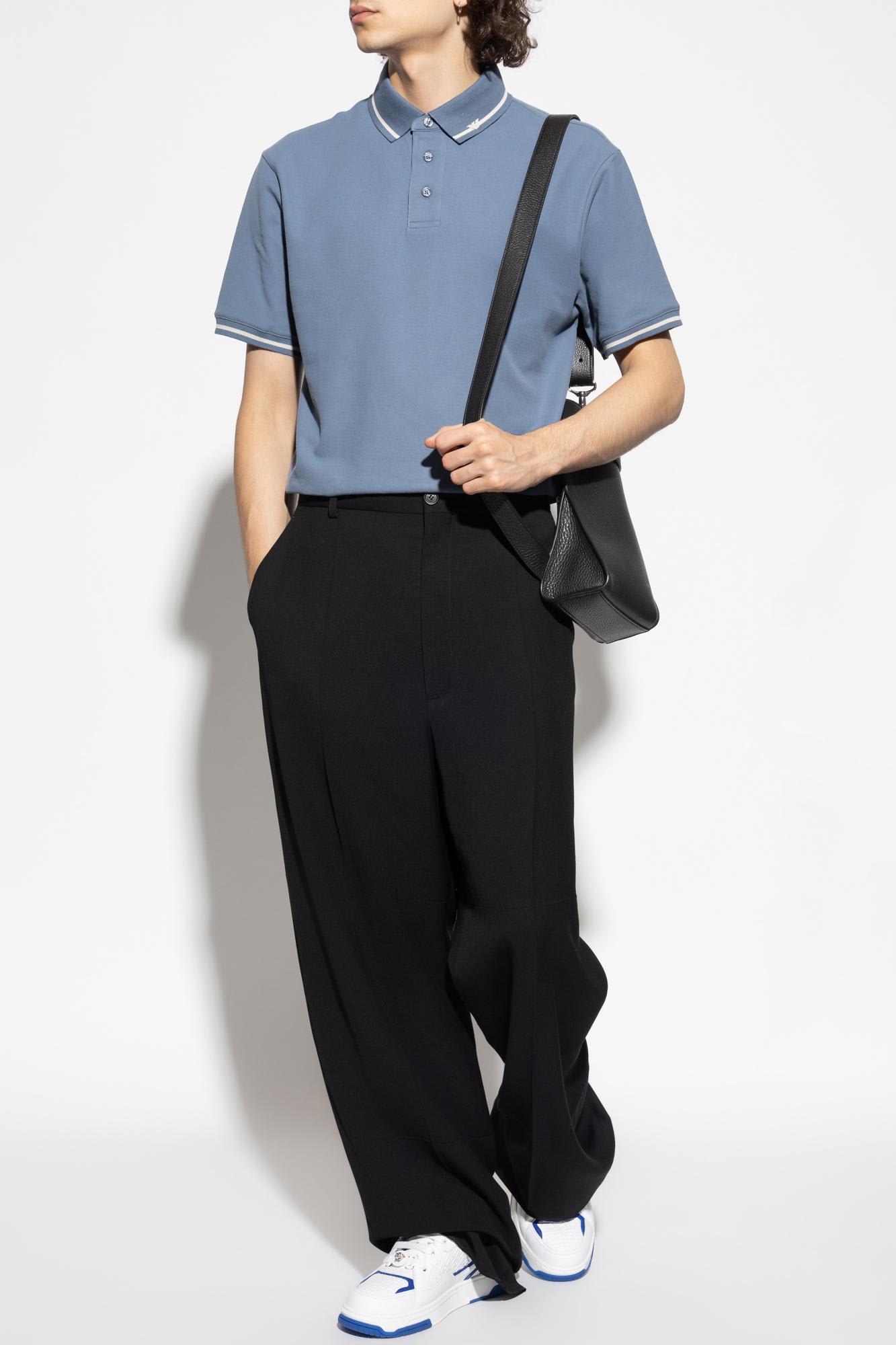 Emporio Armani Cotton Polo Shirt In Blue