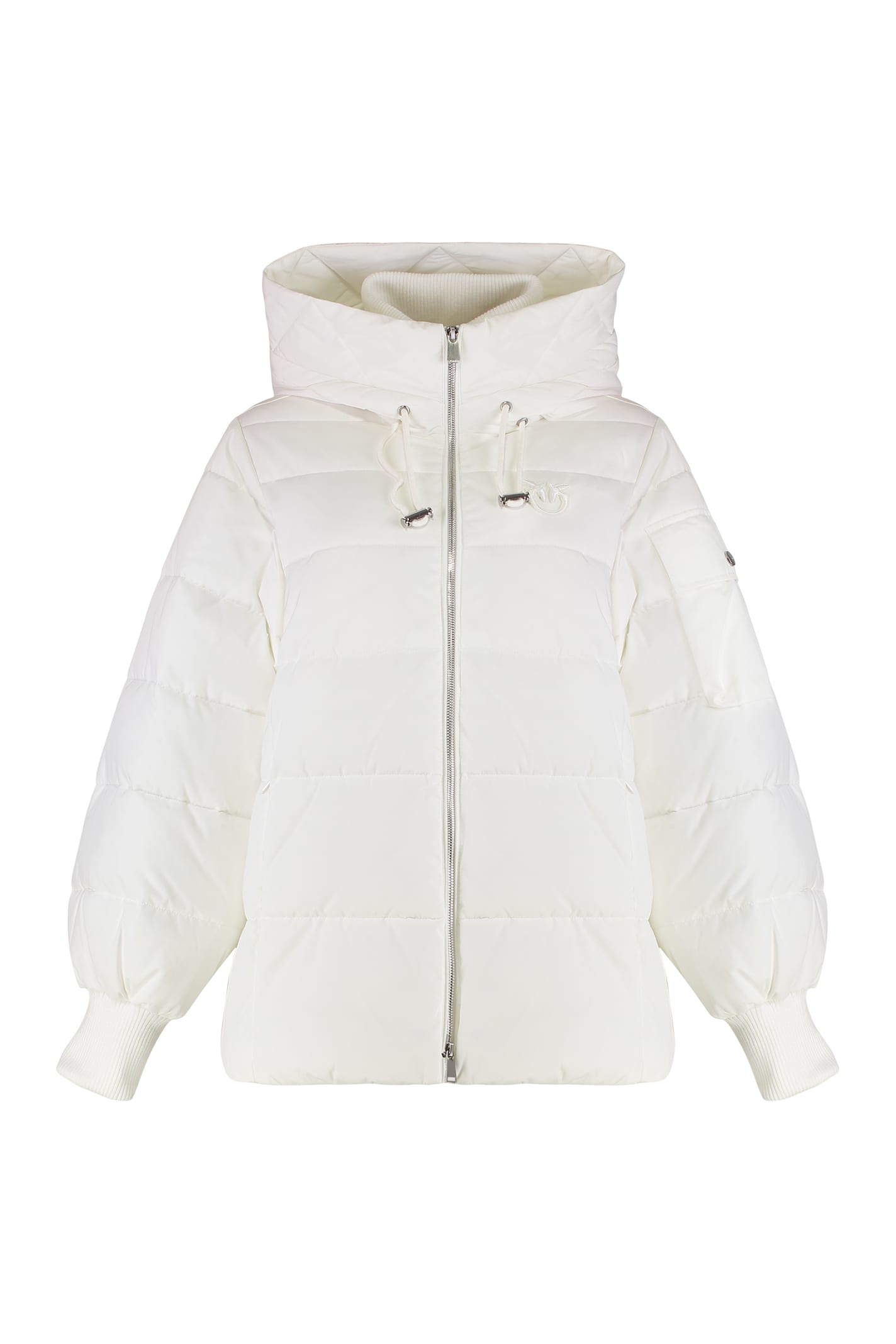 Pinko -line Down Jacket With Logo Patch In White