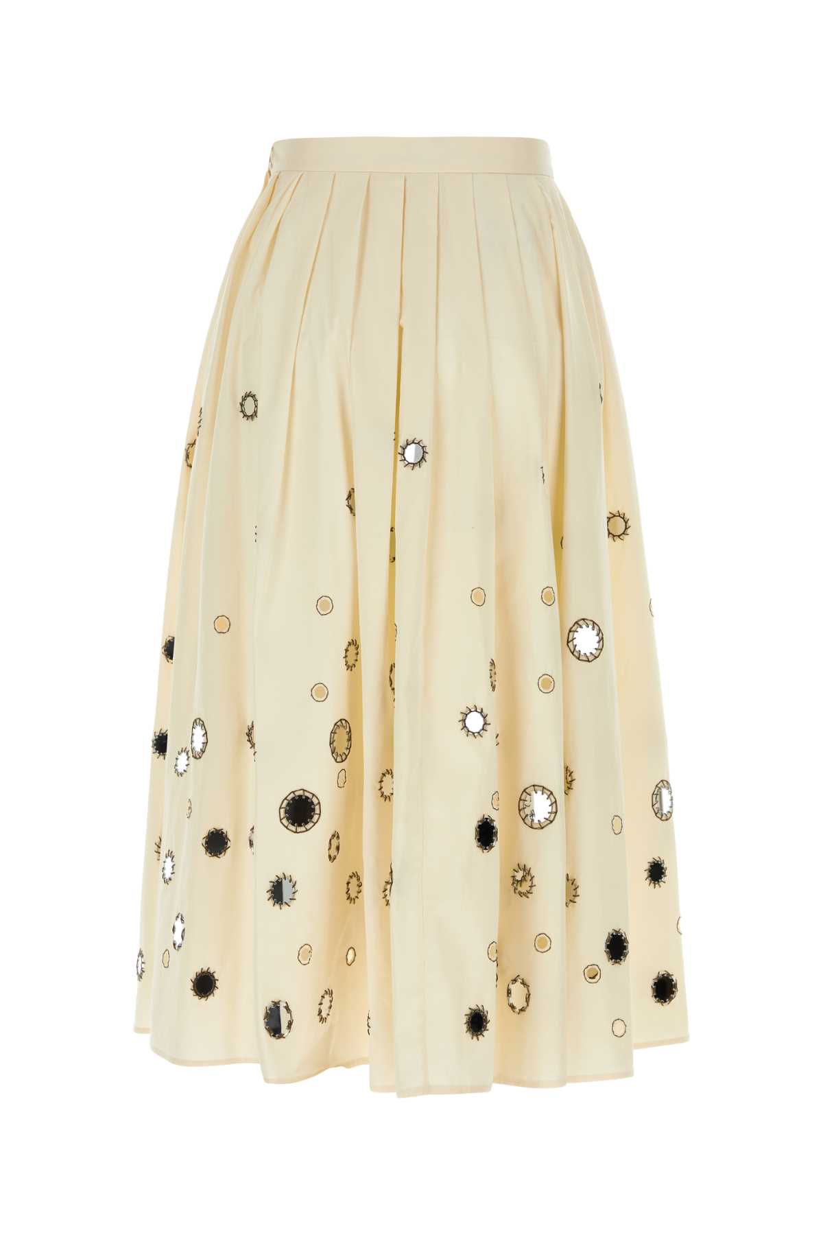 Shop Prada Cream Cotton Skirt In Naturale