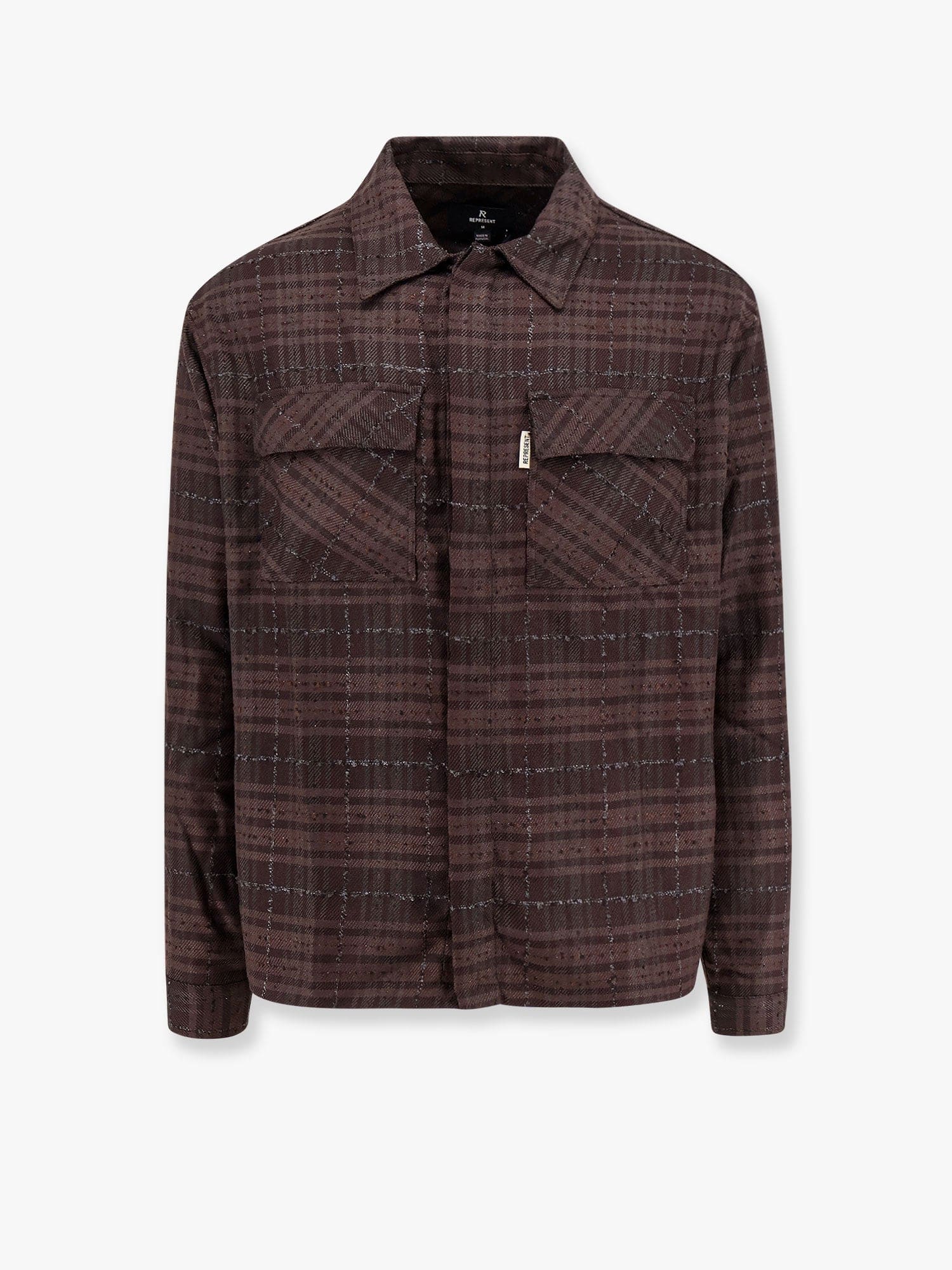 Represent Flannel Shirt Poches Poitrine Broderie Manches Longues In Brown