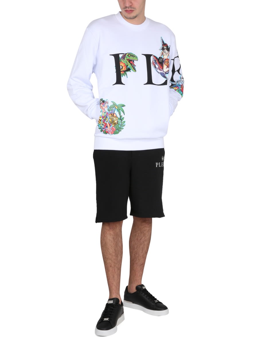 Shop Philipp Plein Crewneck Sweatshirt In White