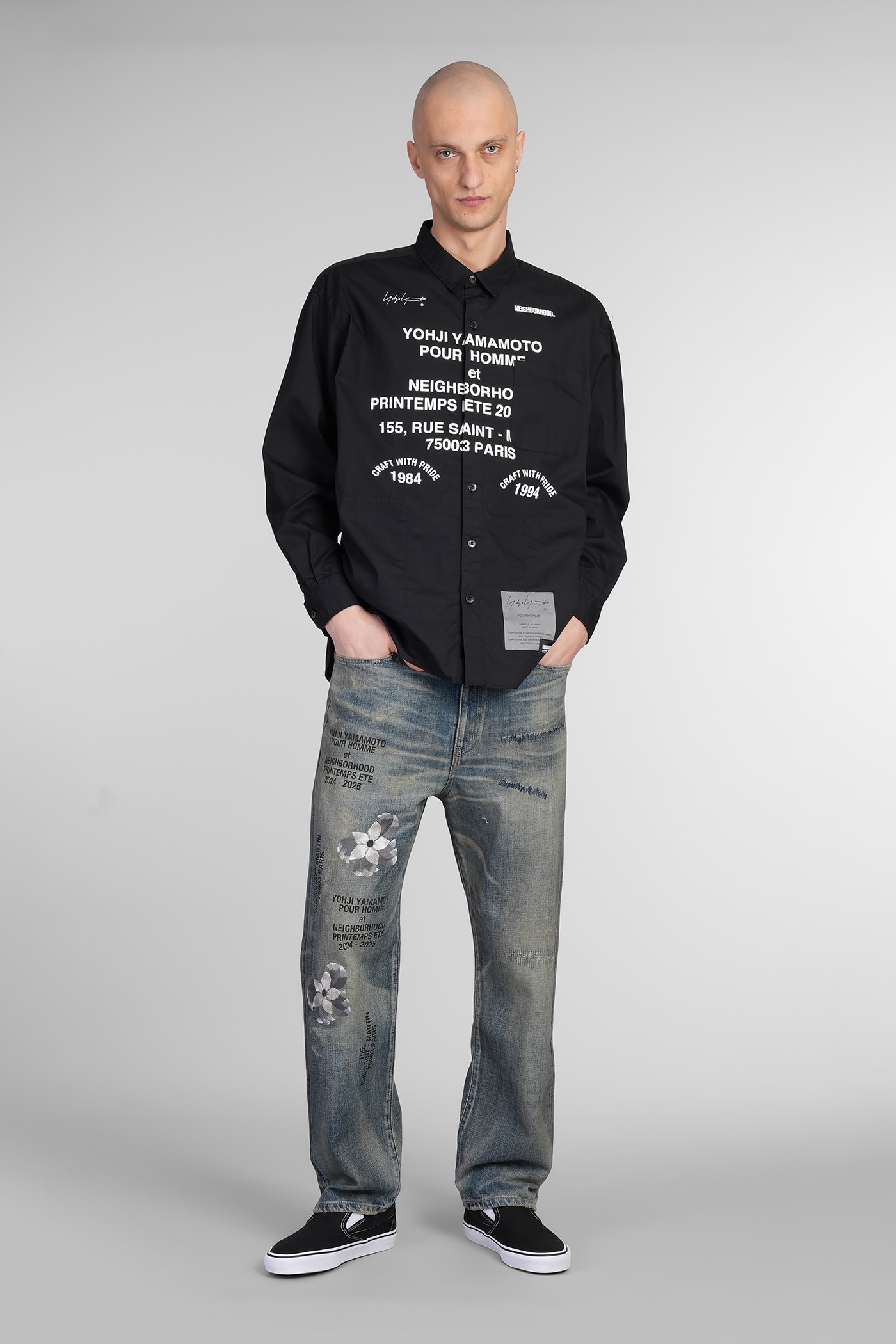Yohji Yamamoto Black Neighborhood Edition Print Shirt In Black