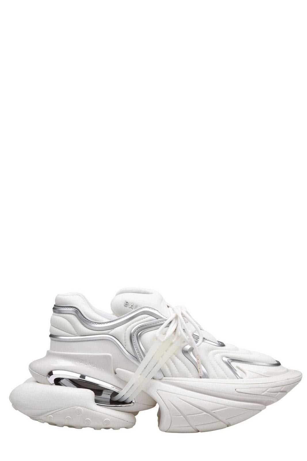 Shop Balmain Unicorn Wave Panelled Sneakers In White