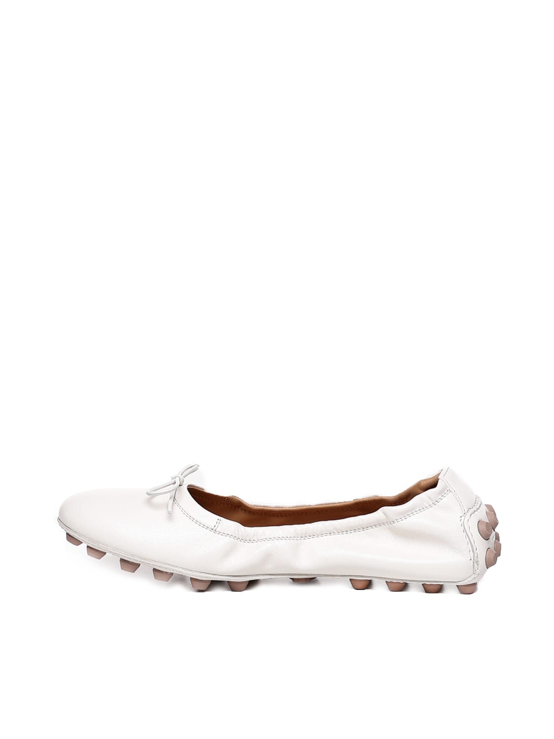 Shop Tod's Bubble Ballet Flats In Leather In Yogurt