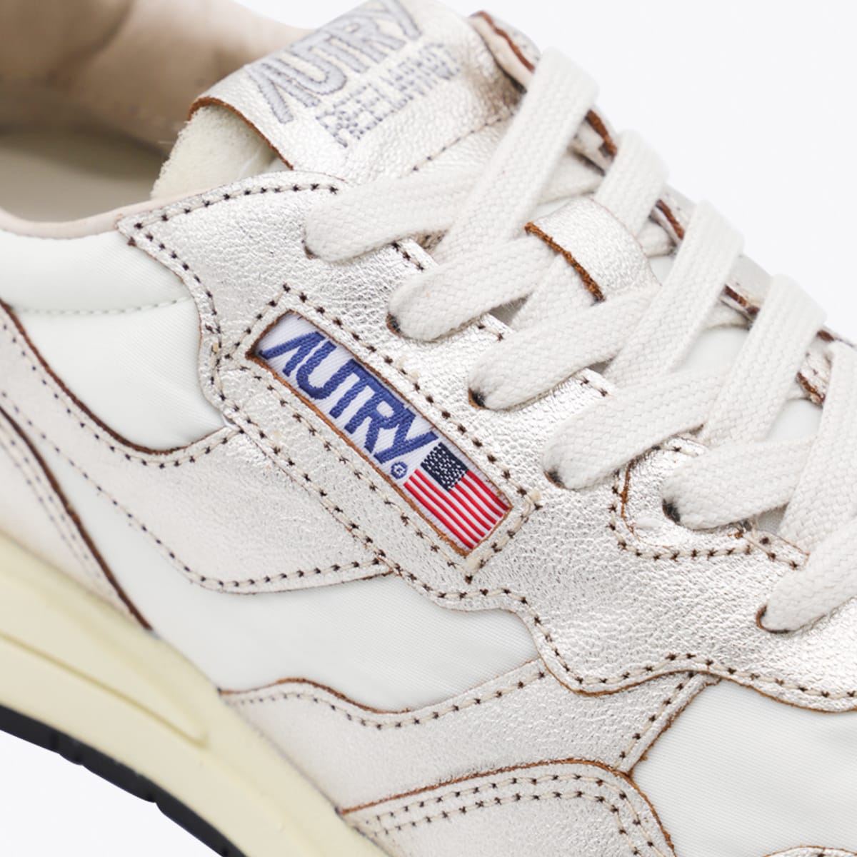 Autry White And Gold Leather Reelwind Sneakers In White